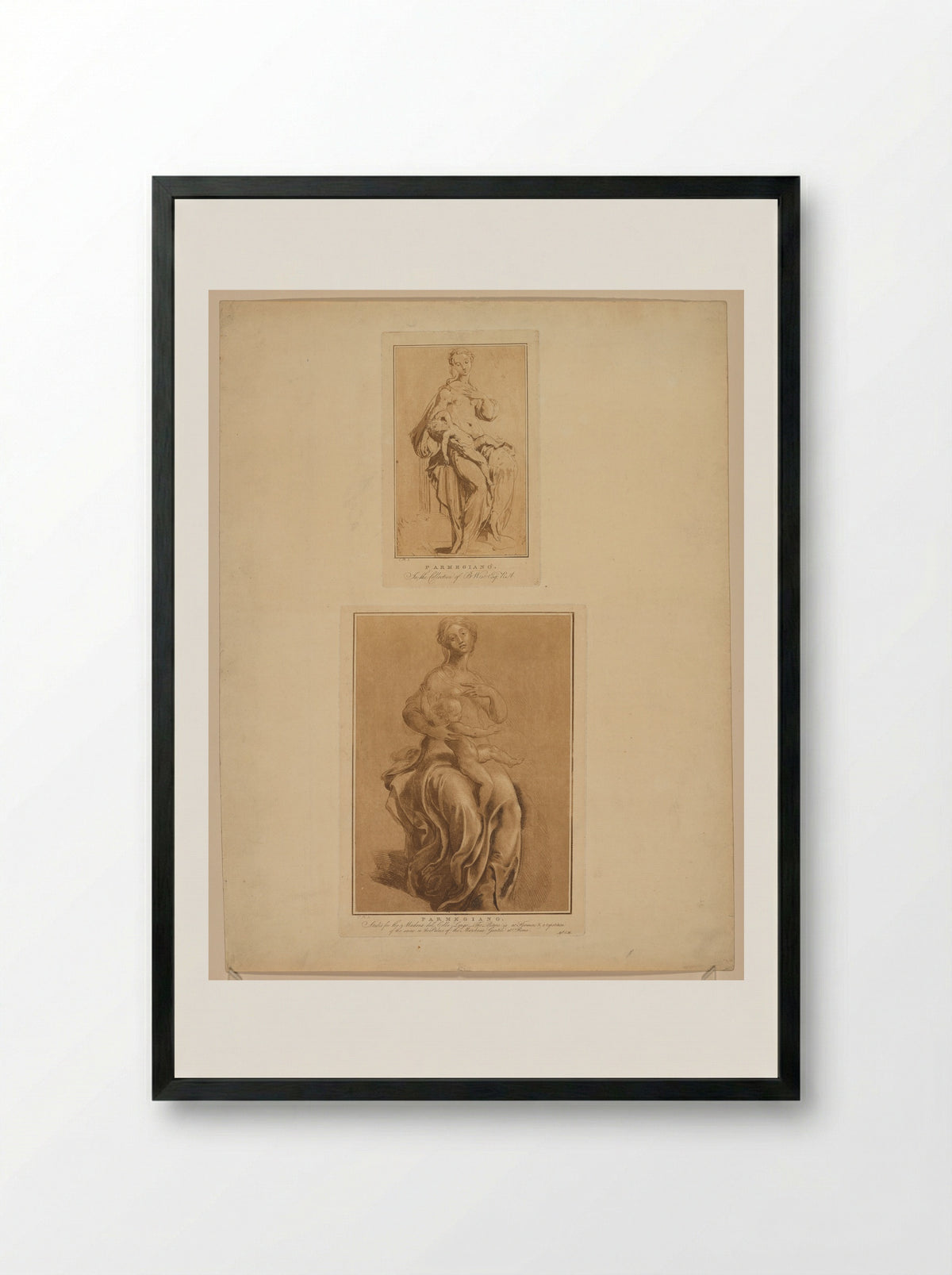Two Studies of the Madonna and Child - Conrad Martin Metz - Framed Print Black
