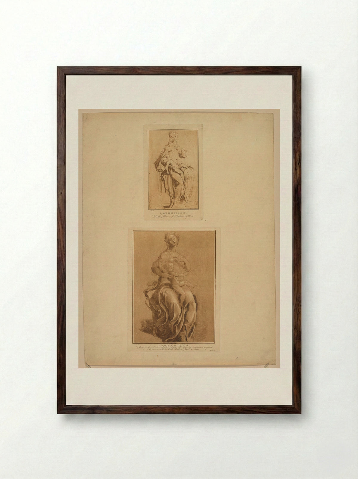 Two Studies of the Madonna and Child - Conrad Martin Metz - Framed Print Dark Wood