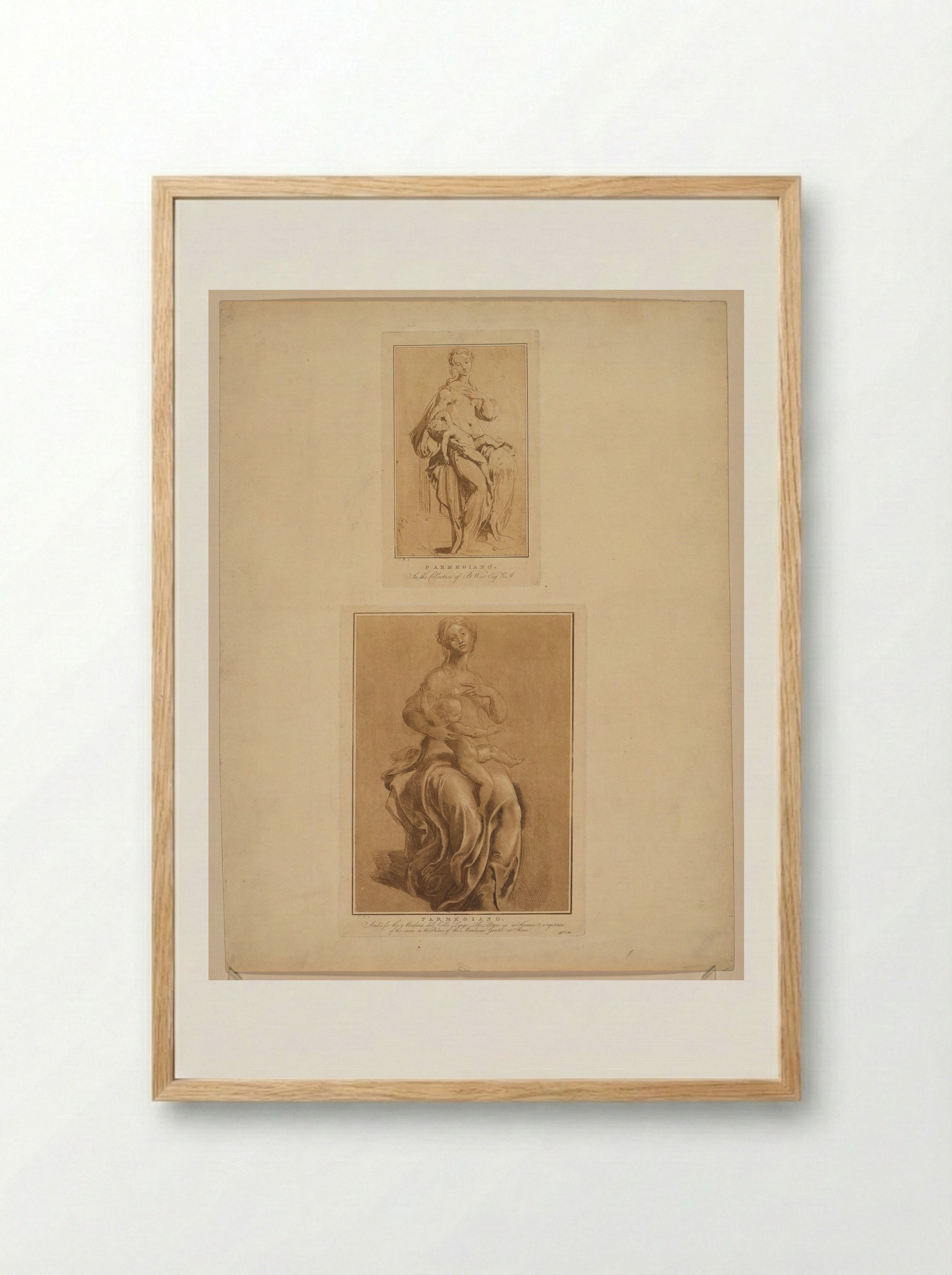 Two Studies of the Madonna and Child - Conrad Martin Metz - Framed Print Wood