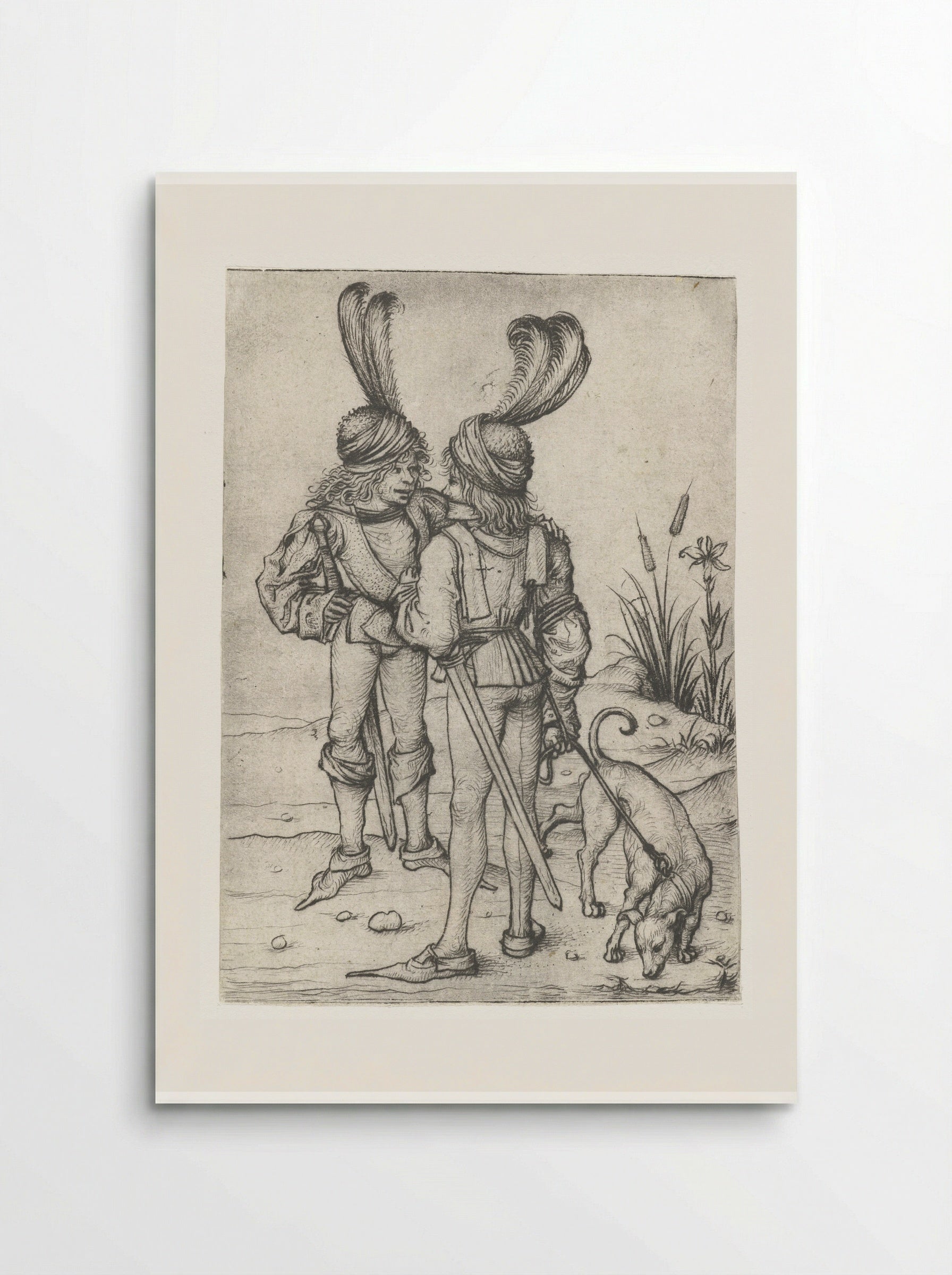 Two Talking Hunters - Master of the Amsterdam Cabinet - Poster