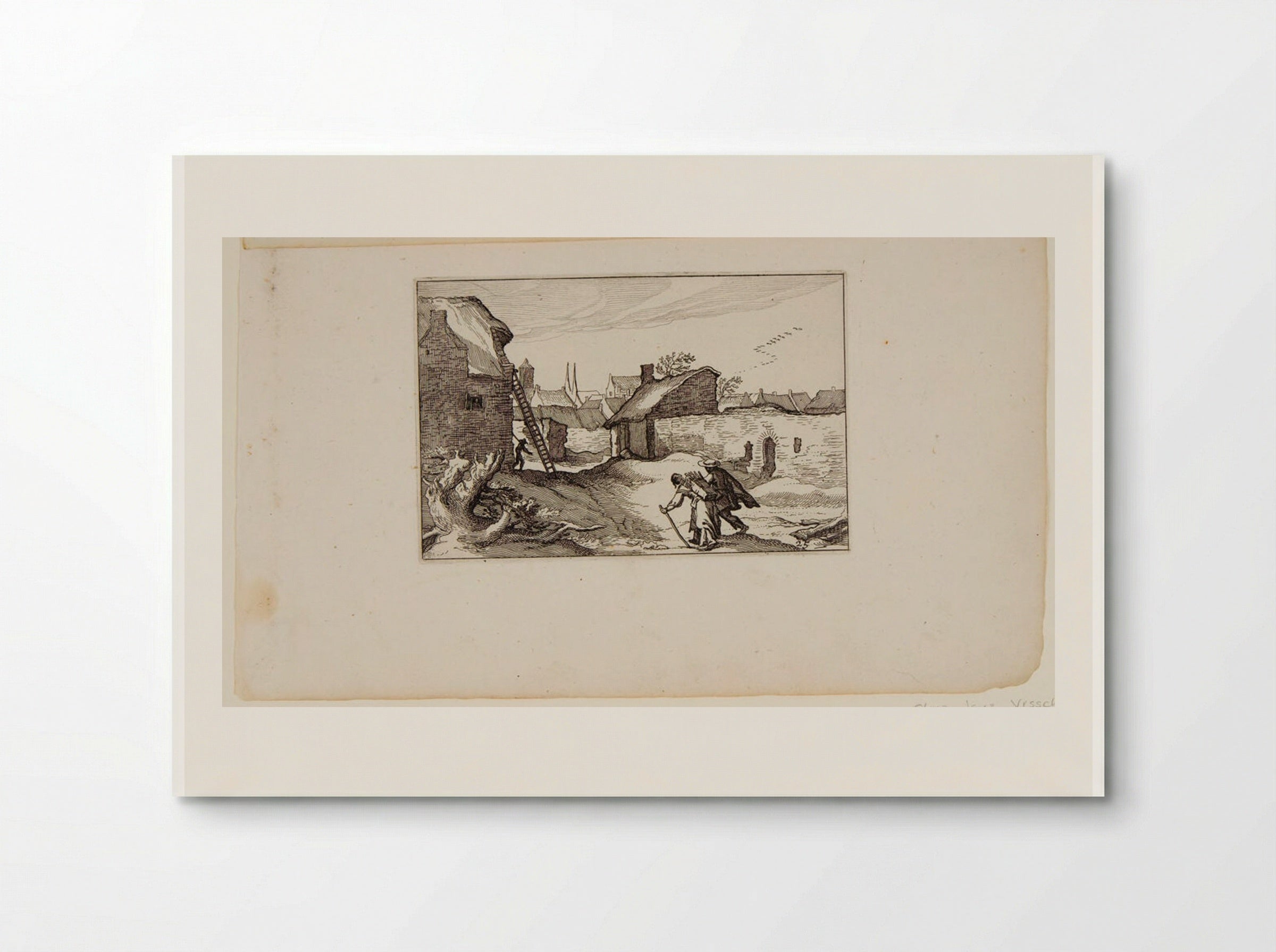 Two Travelers Headed into a Village - Claes Jansz. Visscher - Poster