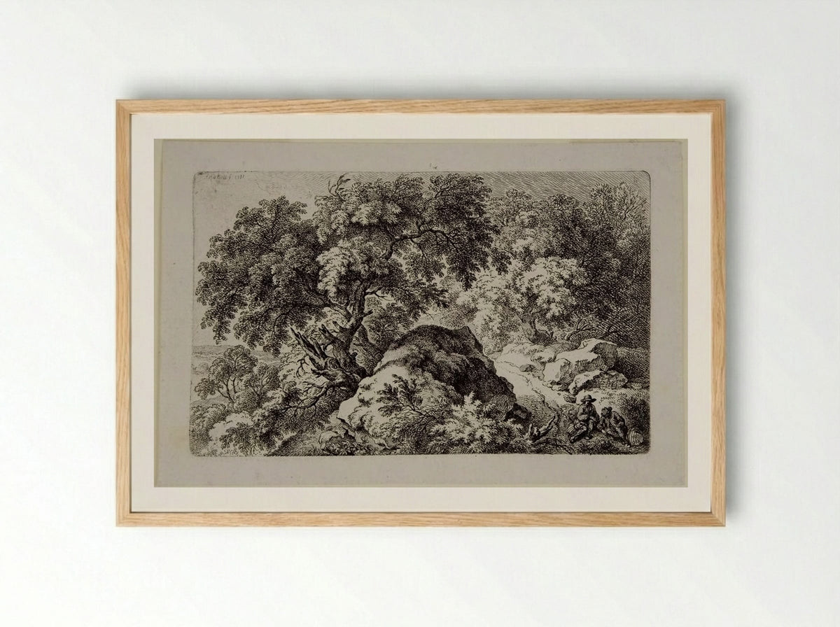 Two Travellers Resting - Ferdinand Kobell - Framed Print Wood