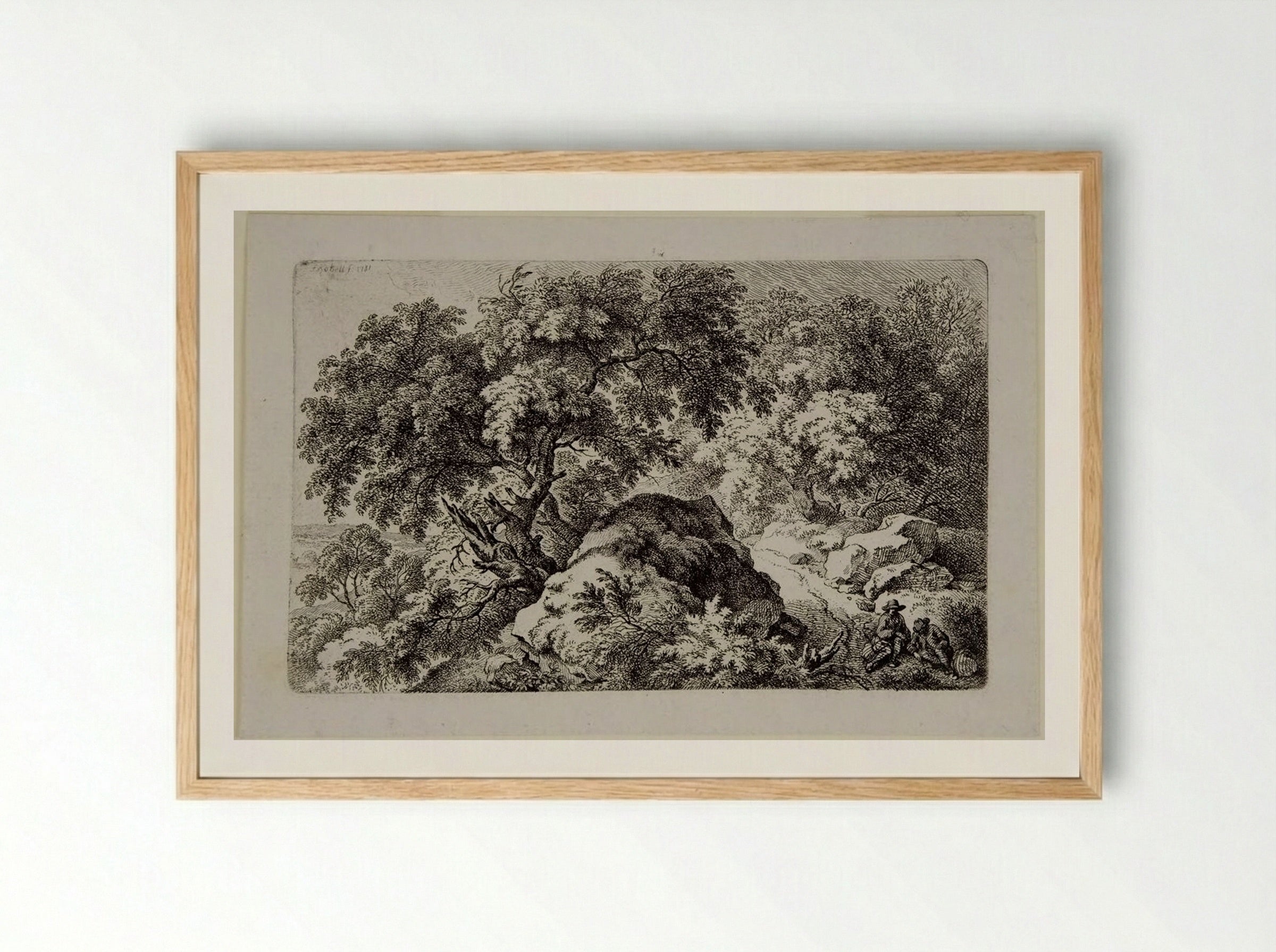 Two Travellers Resting - Ferdinand Kobell - Framed Print Wood