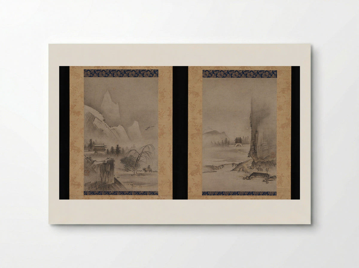 Two Views from the Eight Views of the Xiao and Xiang Rivers - Kantei - Poster
