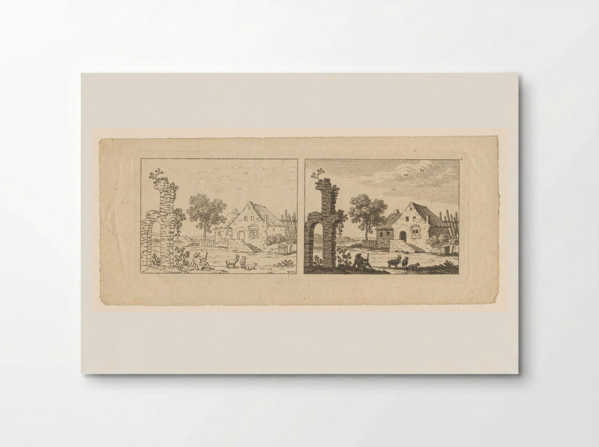 Two Views of a Farmstead and Ruin - François Vivares - Poster