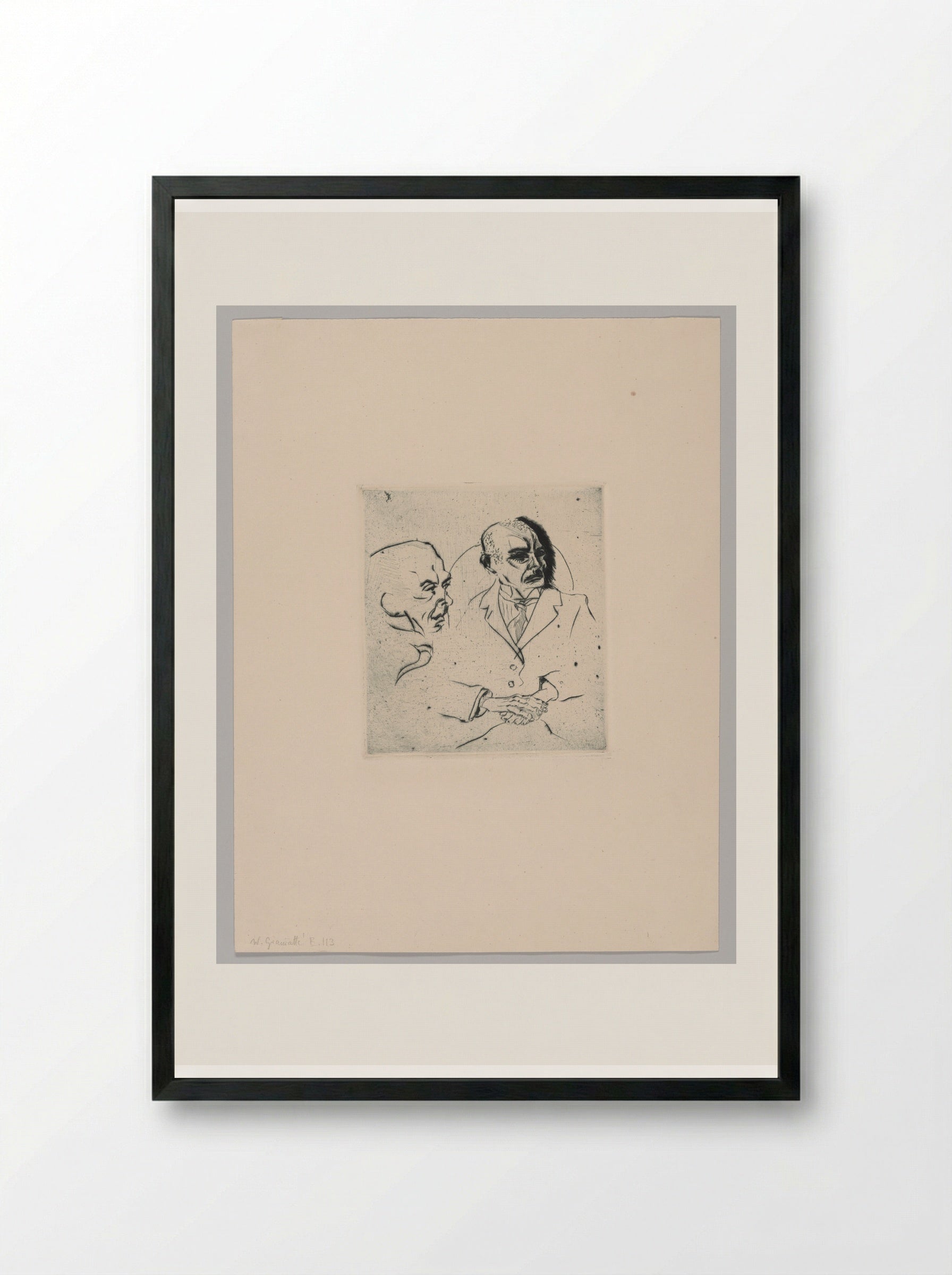 Two War Comrades - Walter Gramatté - Framed Print Black