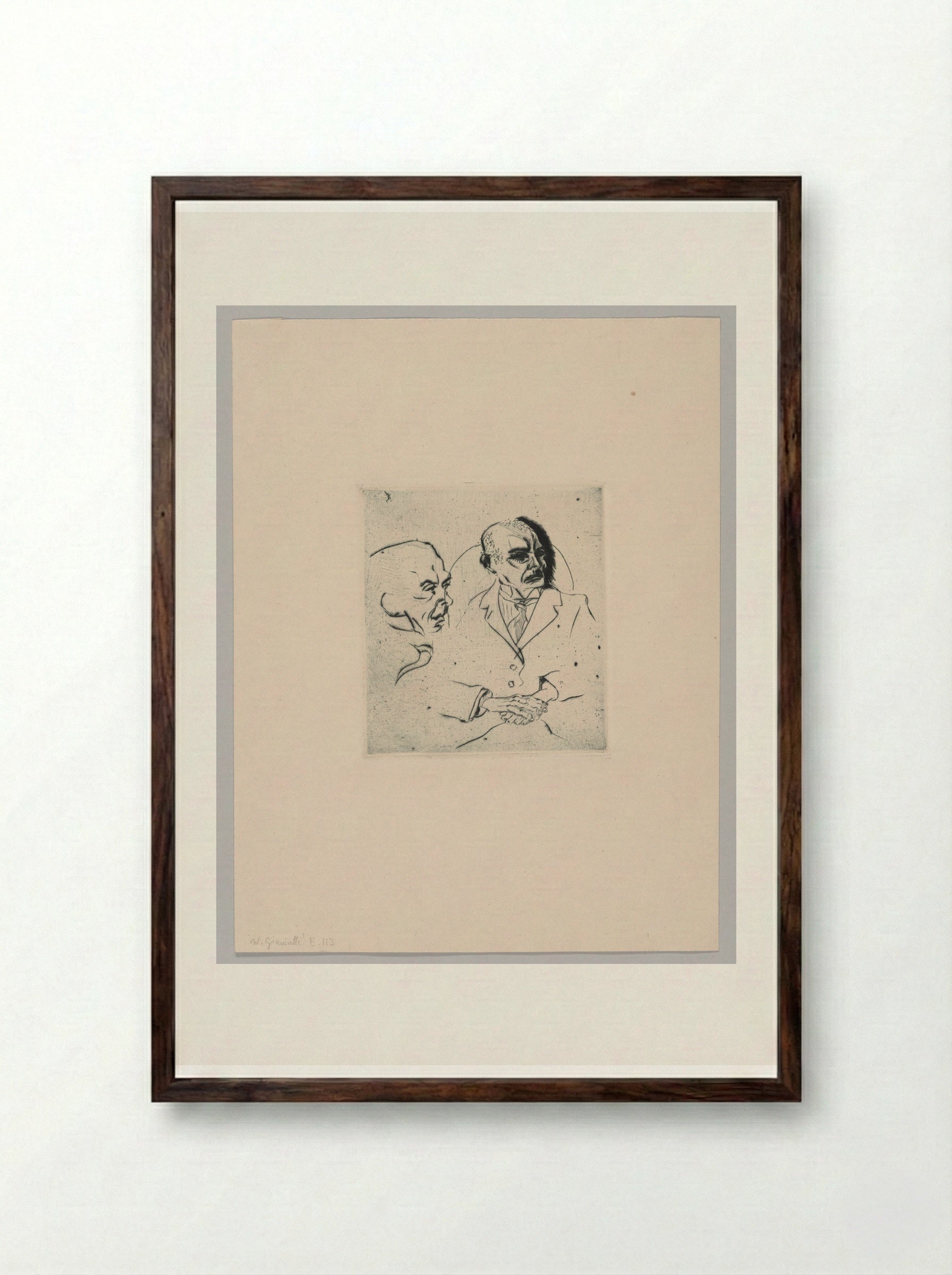Two War Comrades - Walter Gramatté - Framed Print Dark Wood