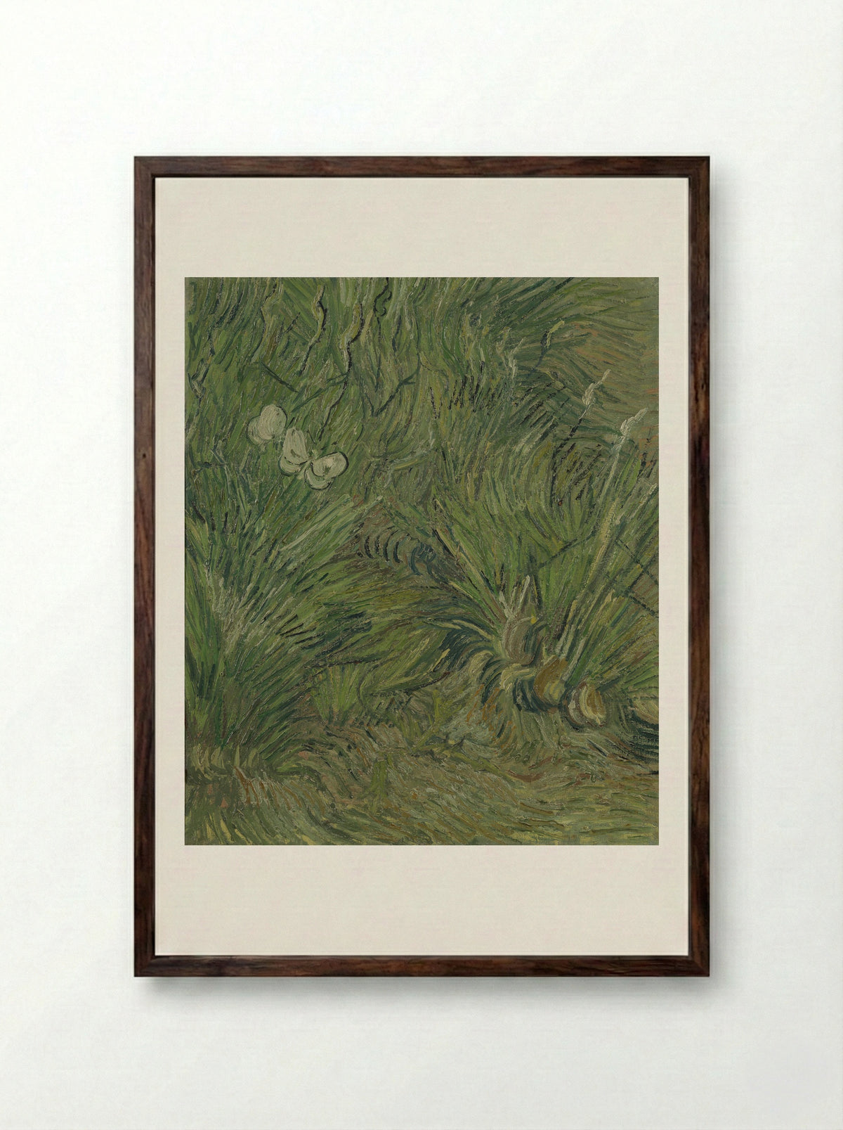 Two White Butterflies - Vincent van Gogh - Framed Print Dark Wood