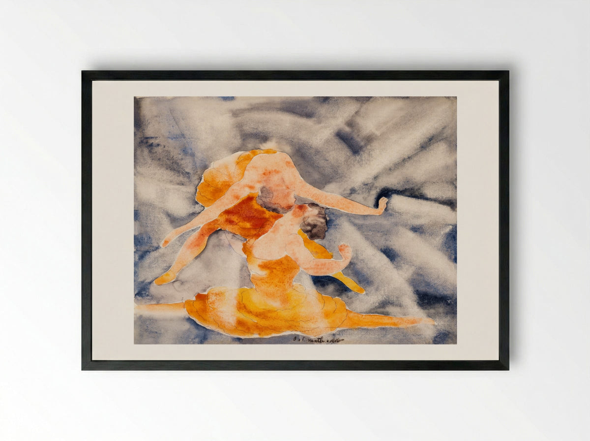 Two Women Acrobats - Charles Demuth - Framed Print Black