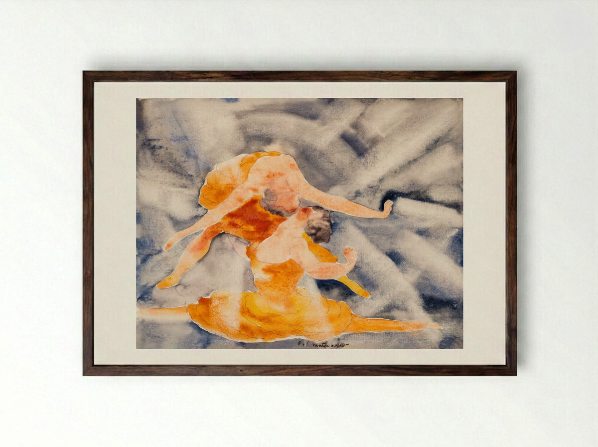 Two Women Acrobats - Charles Demuth - Framed Print Dark Wood