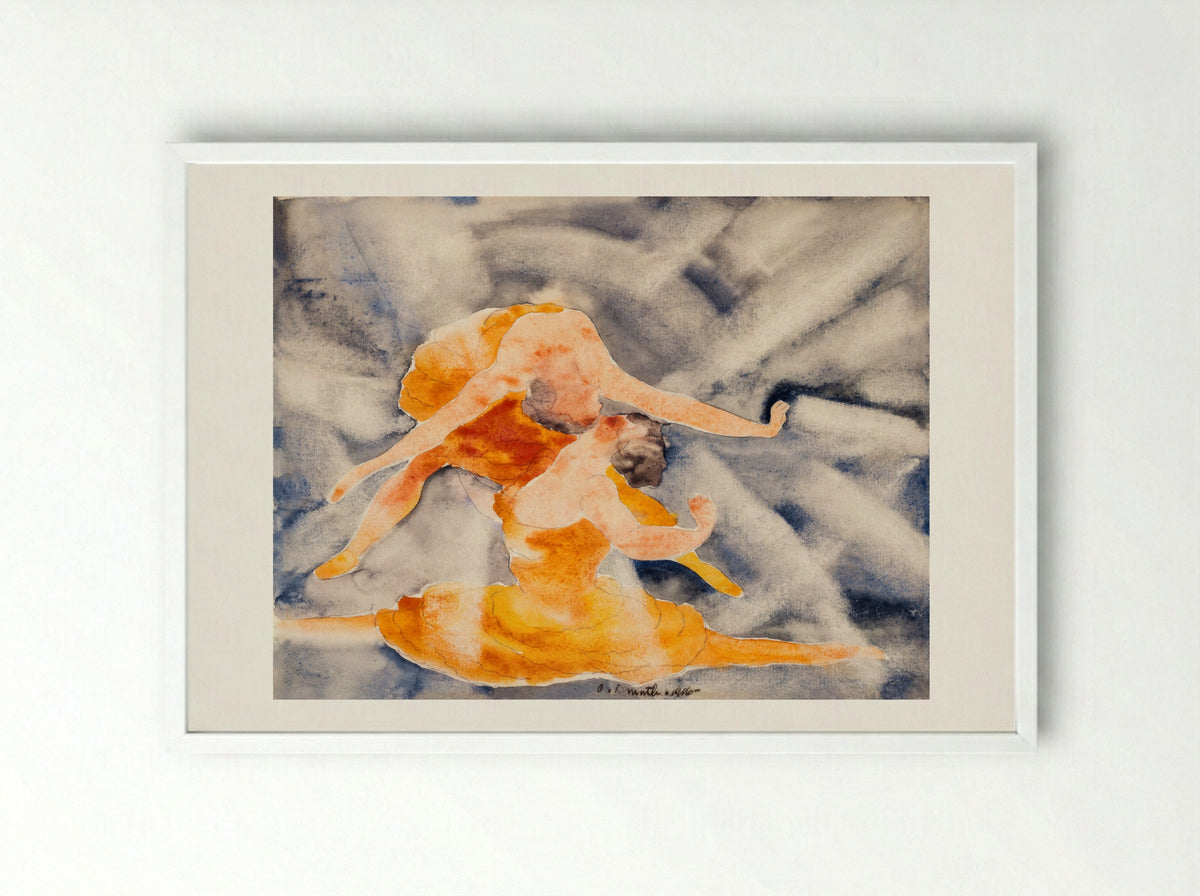 Two Women Acrobats - Charles Demuth - Framed Print White