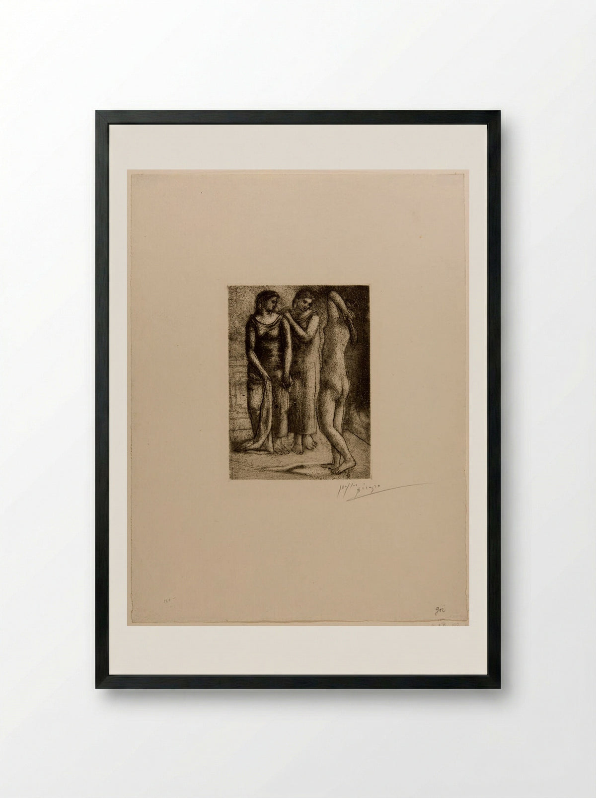 Two Women Looking at Nude Model - Pablo Picasso - Framed Print Black
