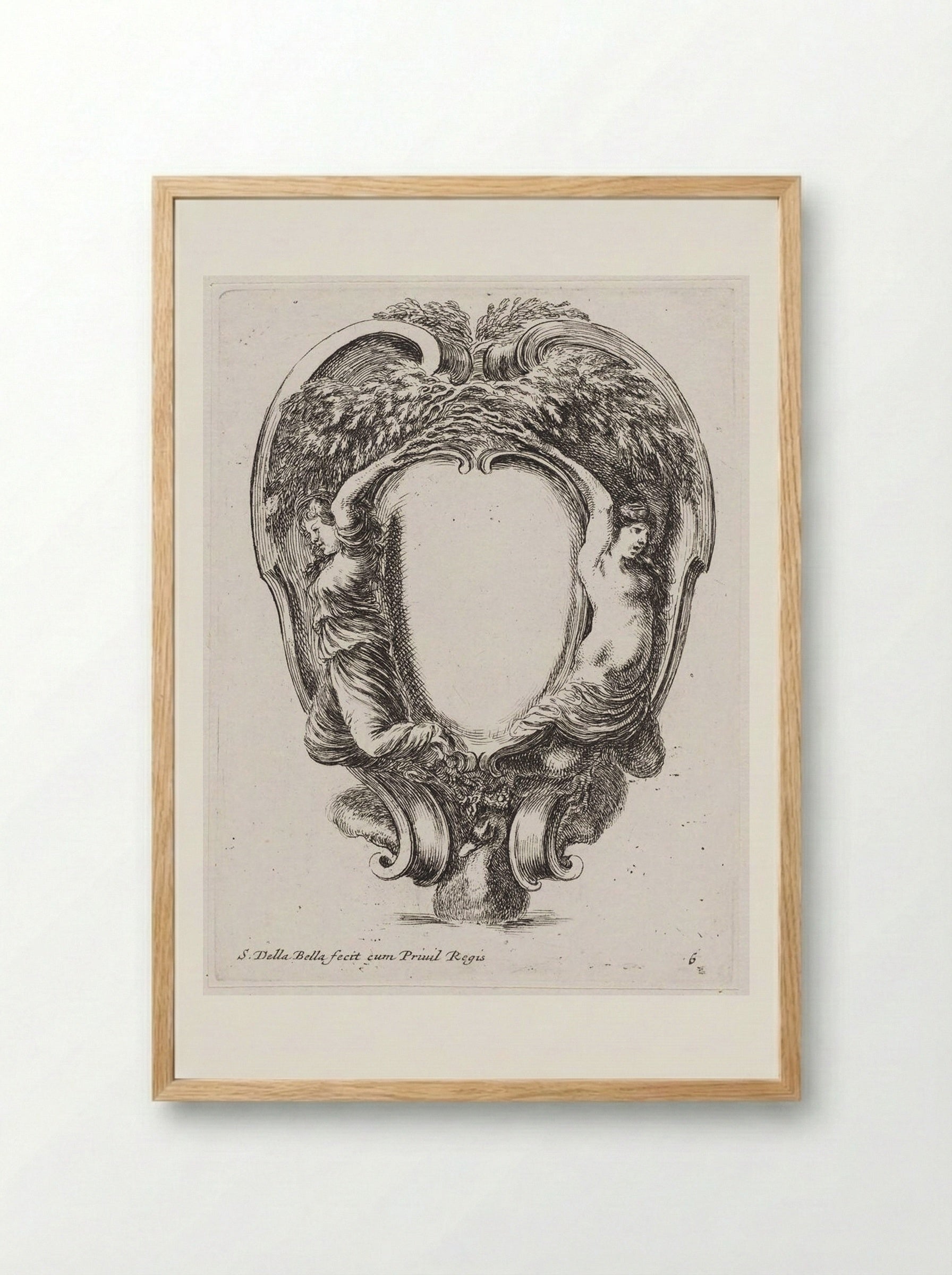 Two Women Transforming into Trees (Daphne and Myrna?) - Stefano Della Bella - Framed Print Wood