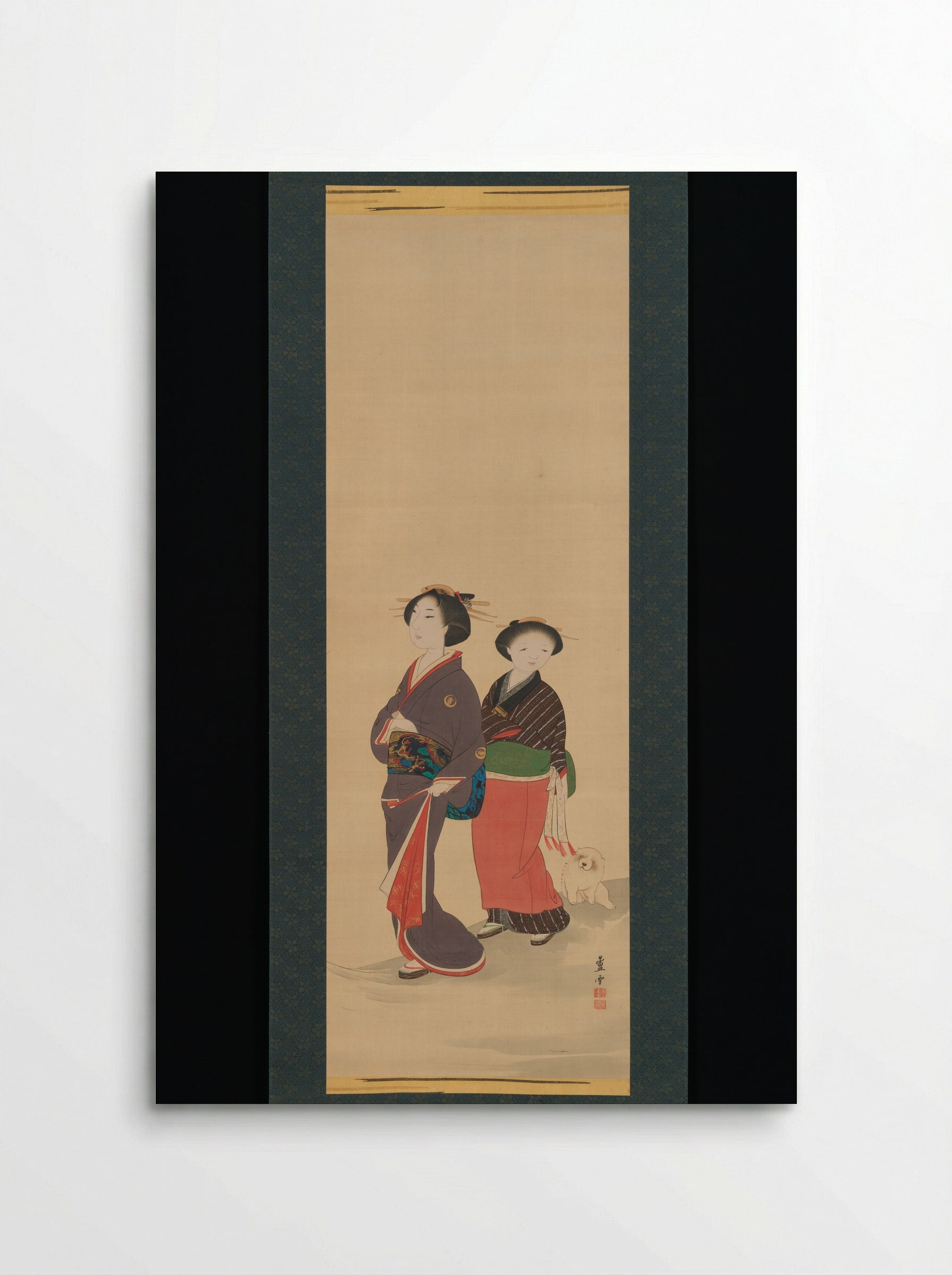 Two Women and a Puppy - Nagasawa Rosetsu - Poster