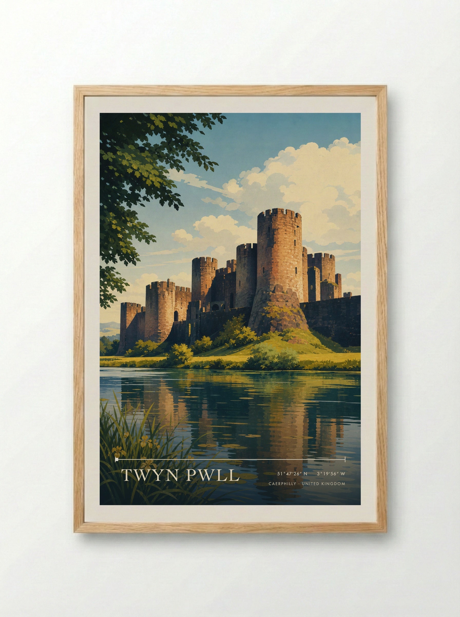 Twyn Pwll Caerphilly United Kingdom Travel Poster - Framed Print Wood