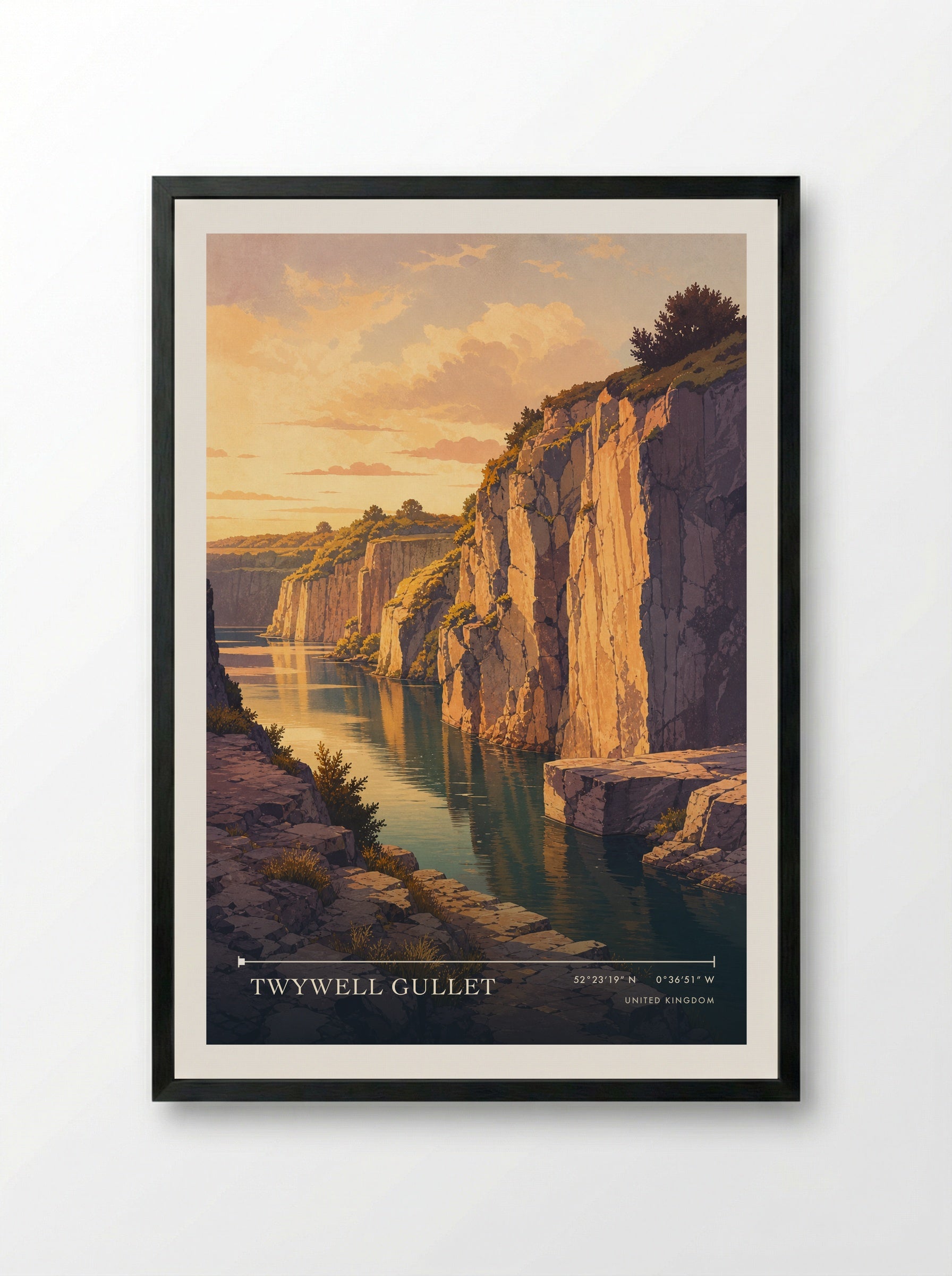 Twywell Gullet United Kingdom Travel Poster - Framed Print Black