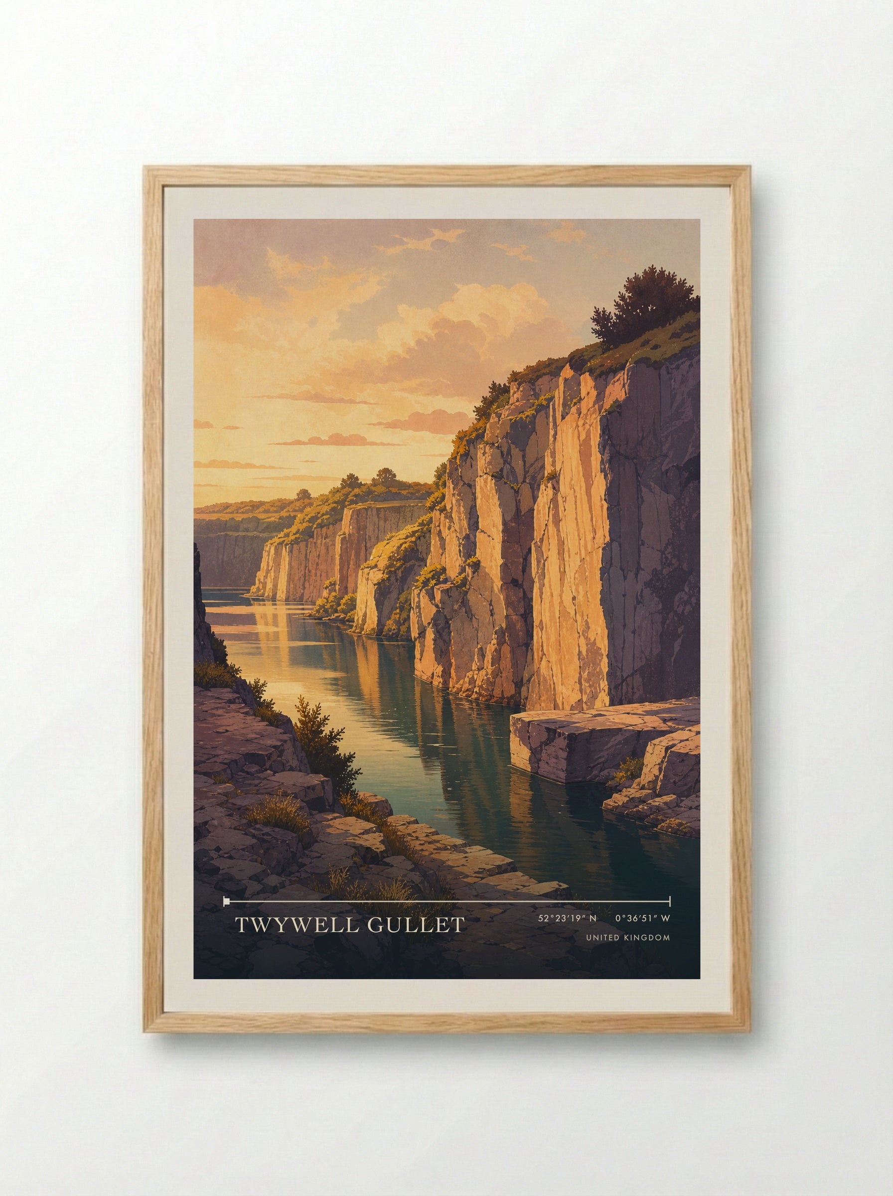 Twywell Gullet United Kingdom Travel Poster - Framed Print Wood