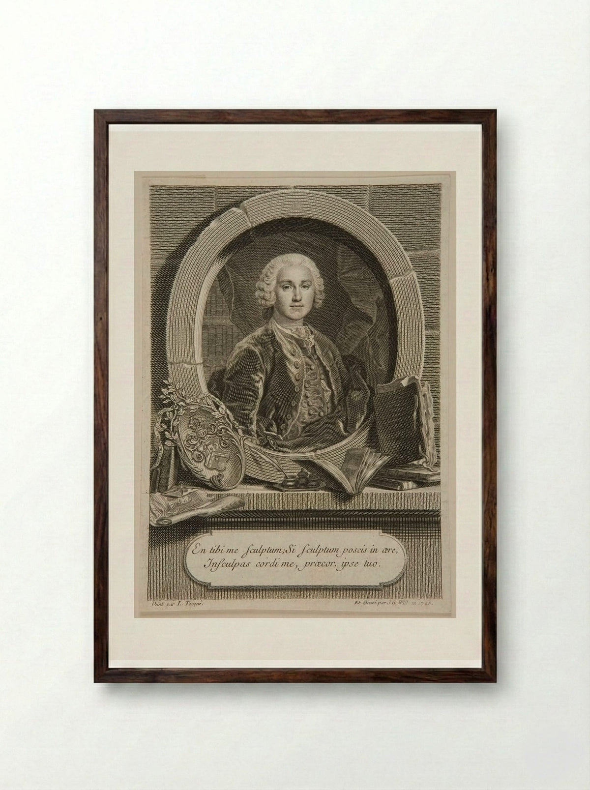 Tycho Hoffmann - Johann Georg Wille - Framed Print Dark Wood