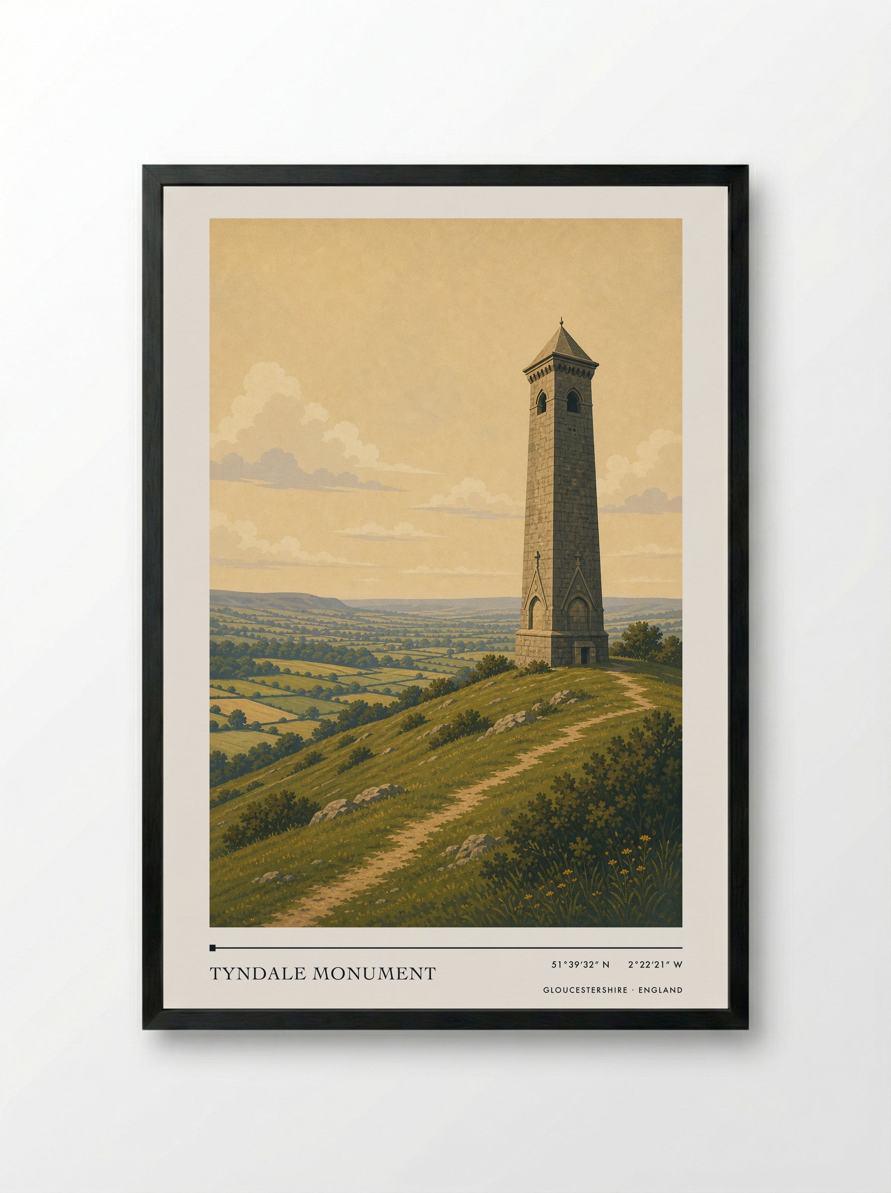 Tyndale Monument Gloucestershire England Travel Poster - Framed Print Black