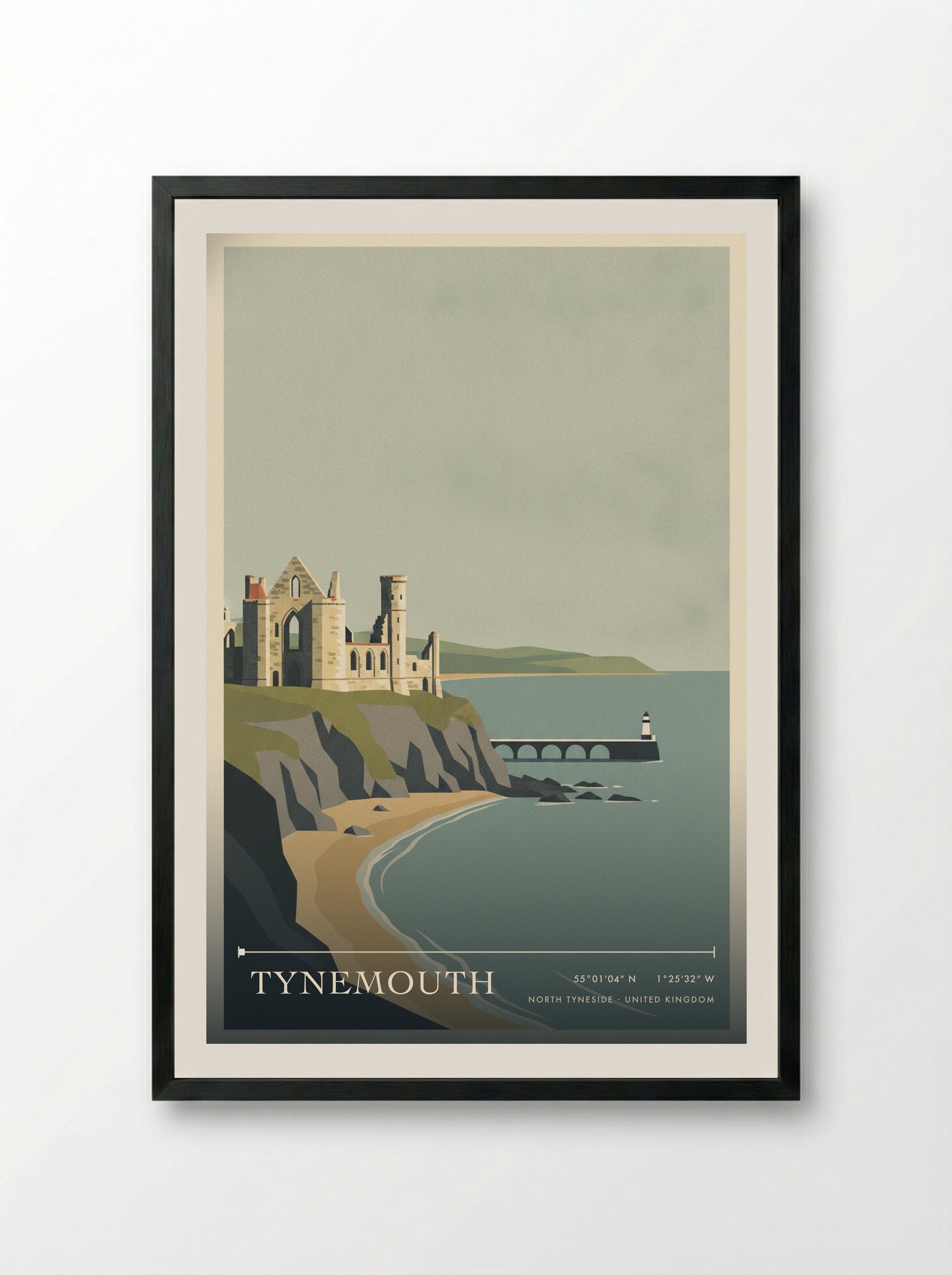Tynemouth North Tyneside United Kingdom Travel Poster - Framed Print Black