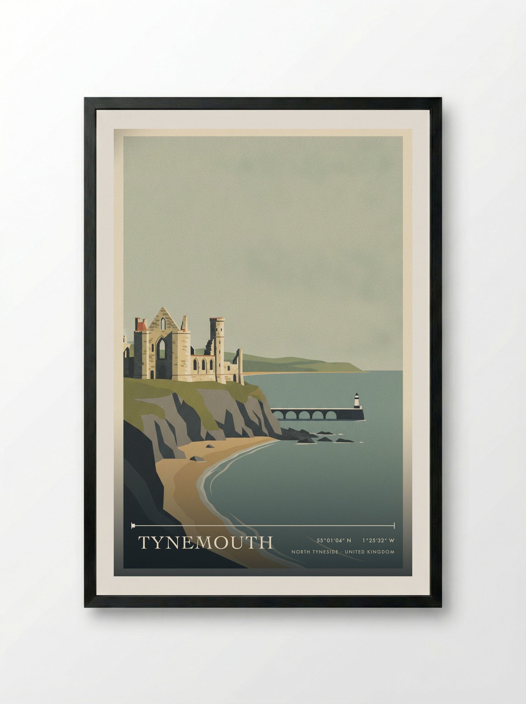 Tynemouth North Tyneside United Kingdom Travel Poster - Framed Print Black