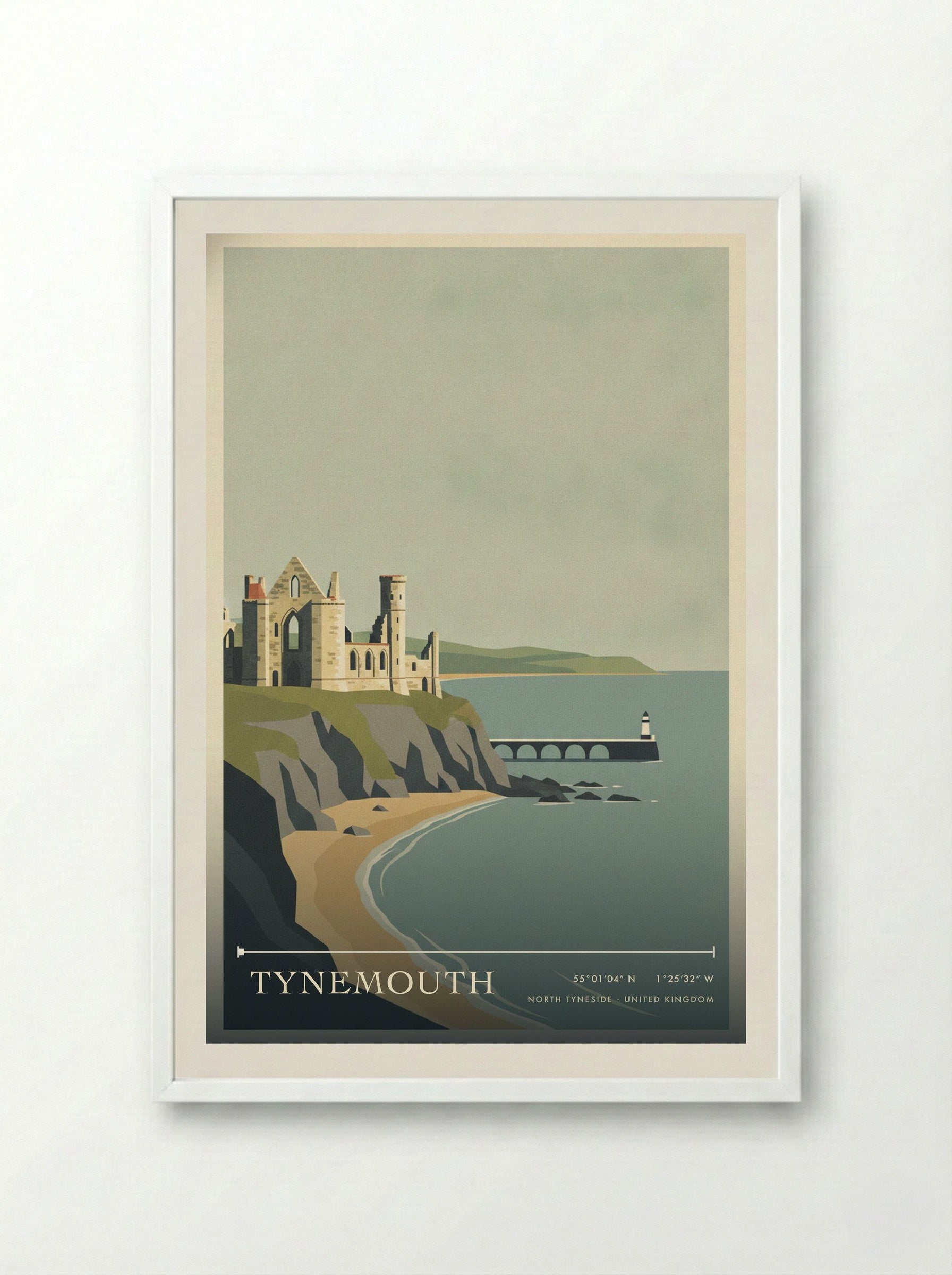 Tynemouth North Tyneside United Kingdom Travel Poster - Framed Print White