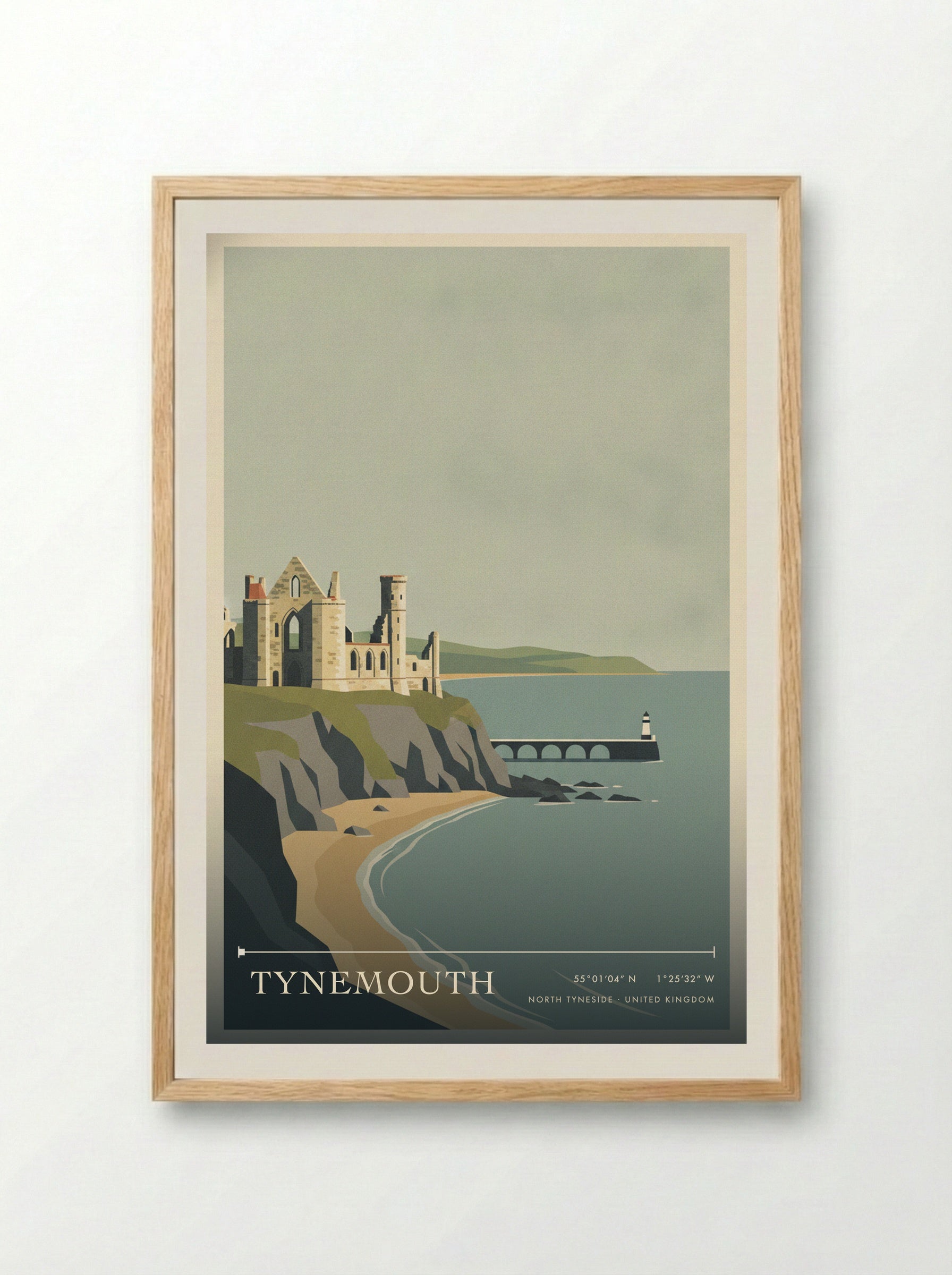 Tynemouth North Tyneside United Kingdom Travel Poster - Framed Print Wood