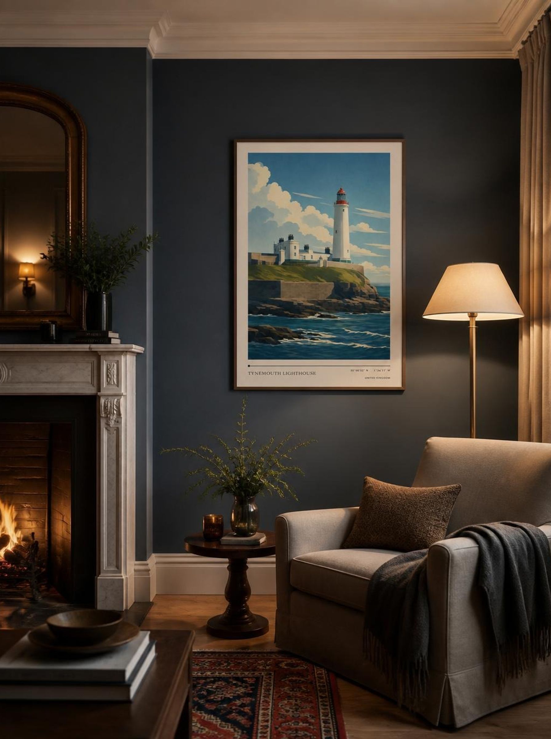 Tynemouth lighthouse United Kingdom Travel Poster - Lifestyle