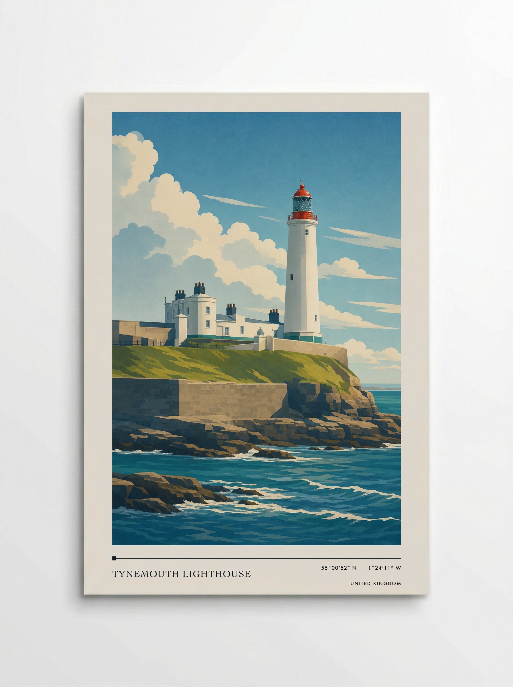 Tynemouth lighthouse United Kingdom Travel Poster - Poster