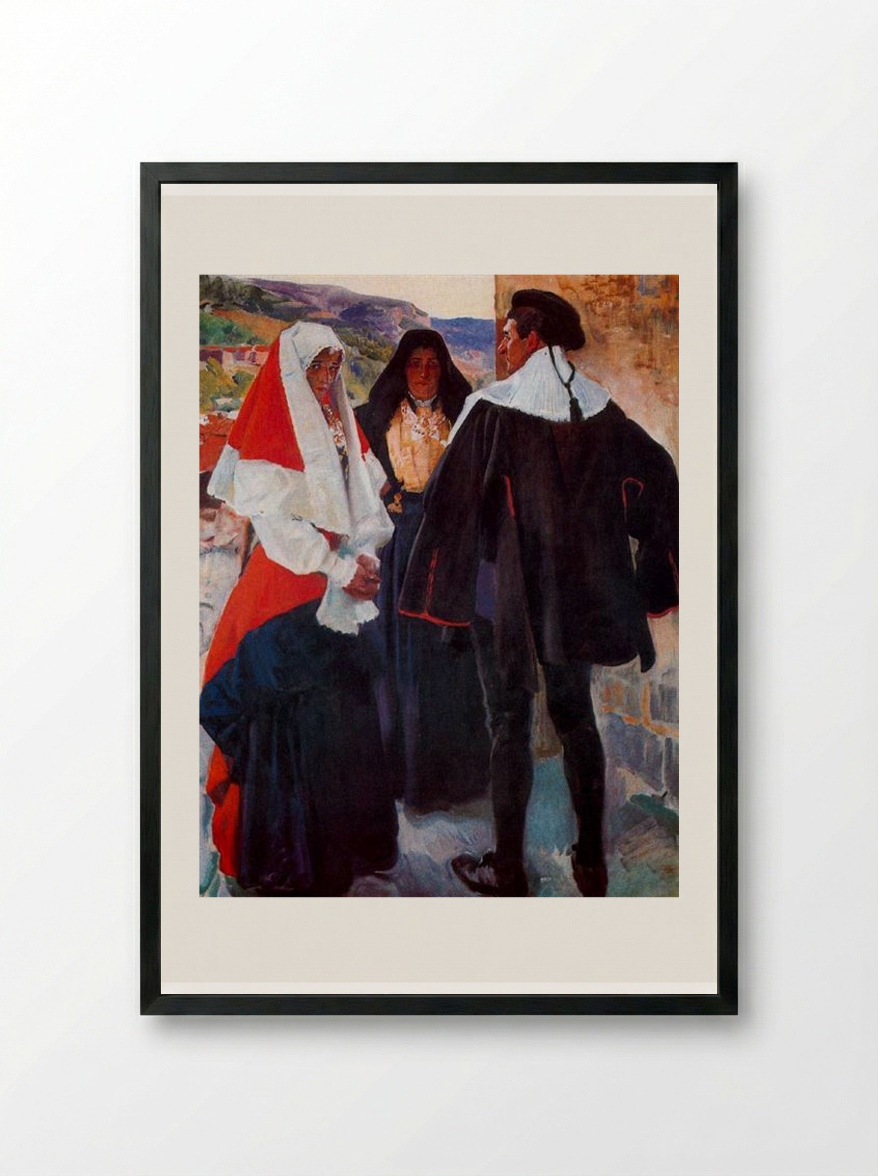 Types of the Roncal - Joaquín Sorolla - Framed Print Black