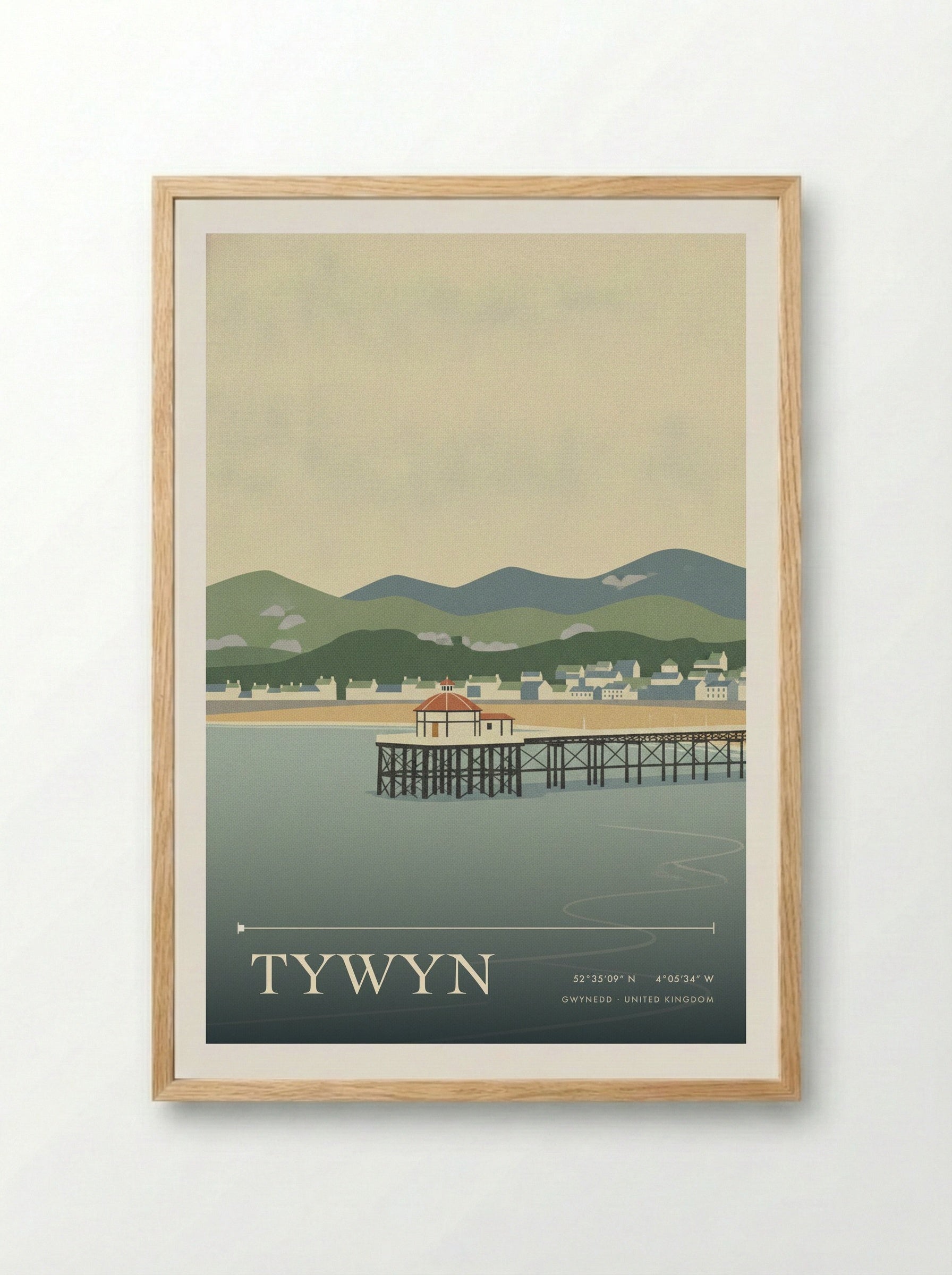 Tywyn Gwynedd United Kingdom Travel Poster - Framed Print Wood