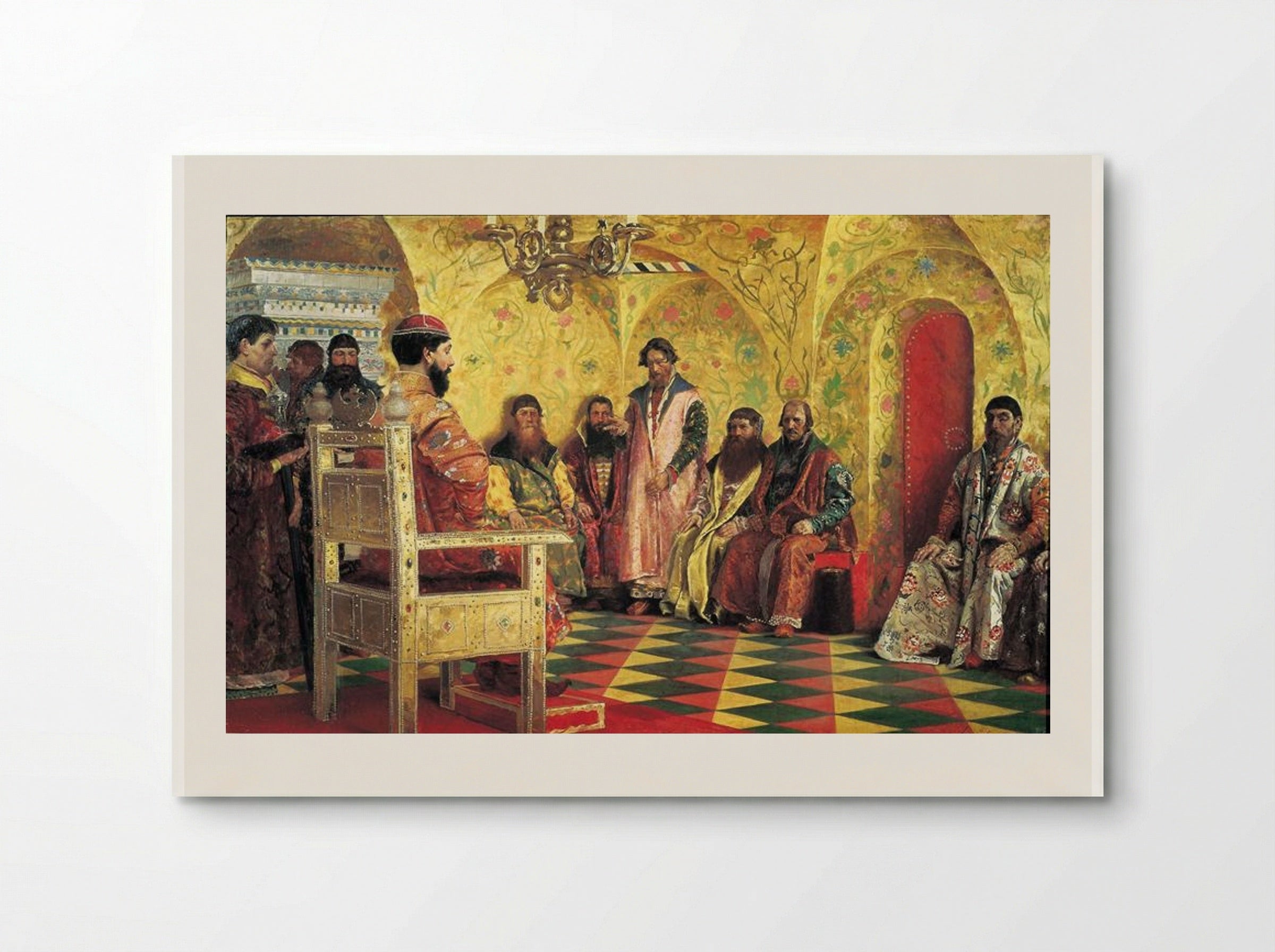 Tzar Mikhail Fedorovich Holding Council with the Boyars in His Royal Chamber - Andrei Ryabushkin - Poster