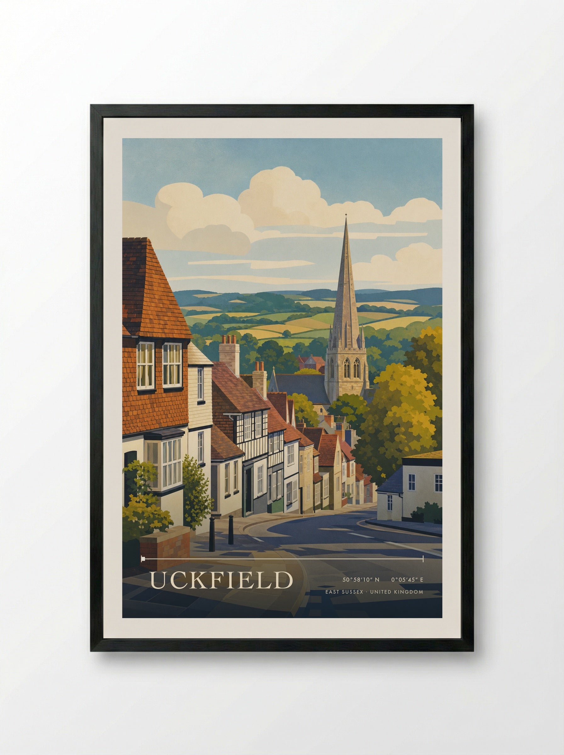 Uckfield East Sussex United Kingdom Travel Poster - Framed Print Black