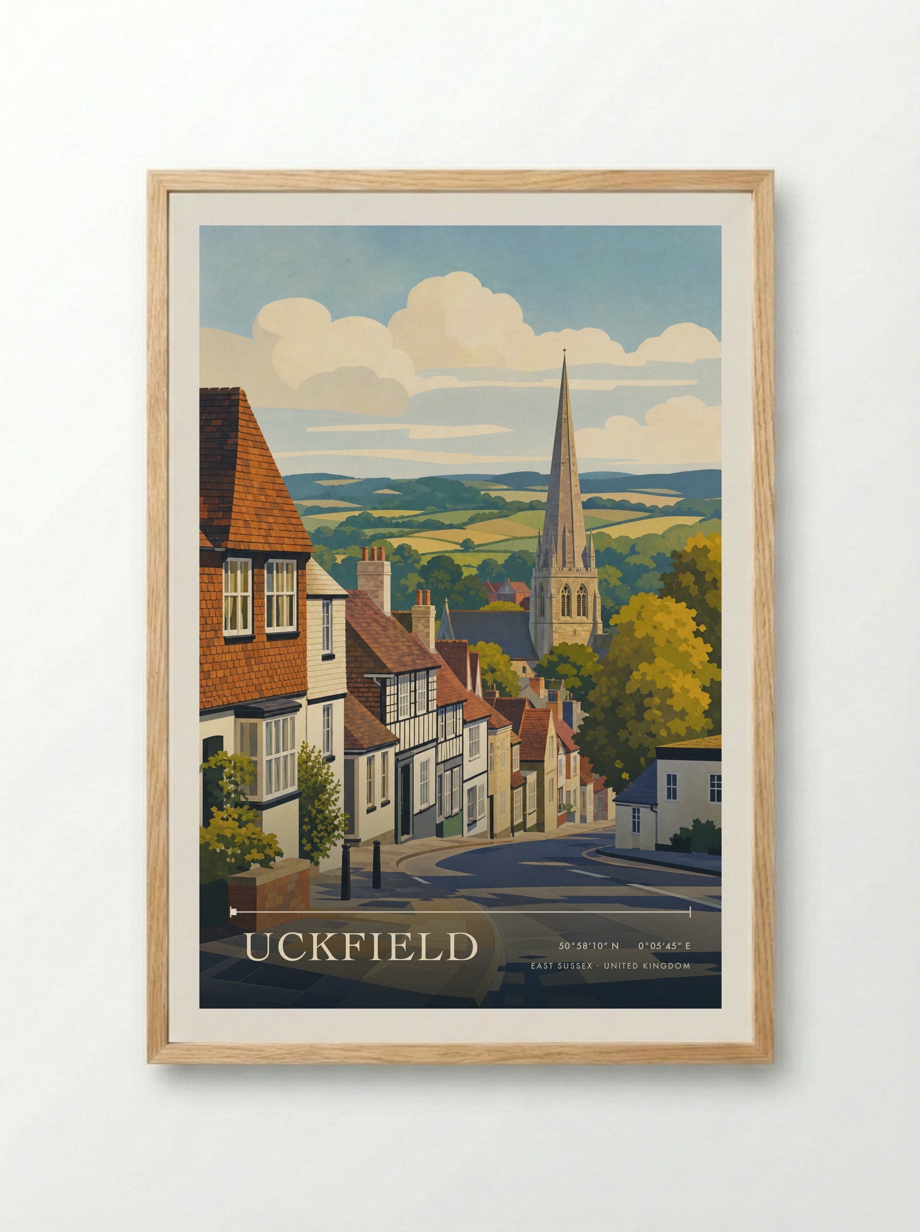 Uckfield East Sussex United Kingdom Travel Poster - Framed Print Wood