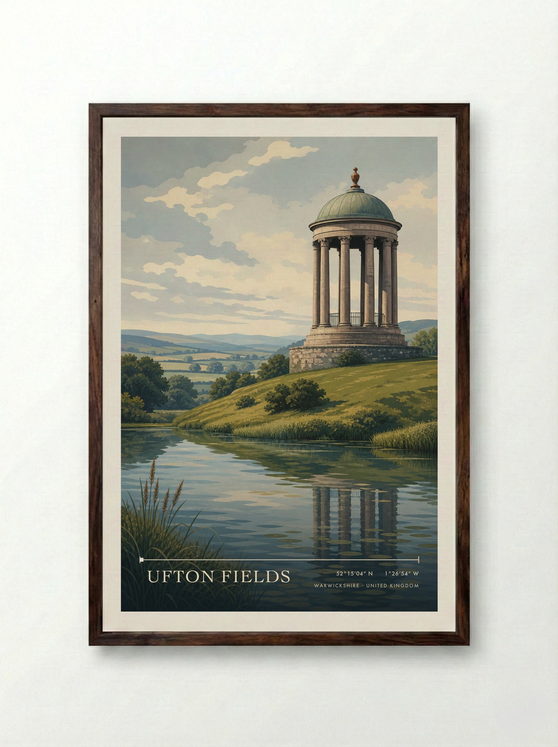 Ufton Fields Warwickshire United Kingdom Travel Poster - Framed Print Dark Wood