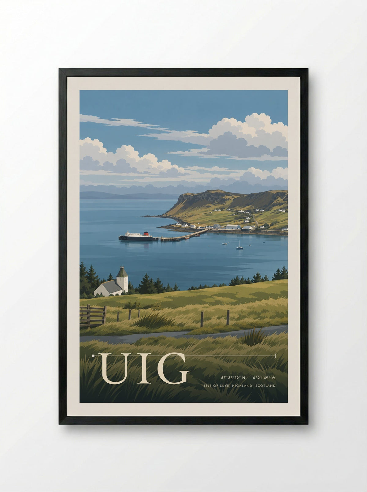 Uig, Isle of Skye, Highland, Scotland | Travel Poster - Framed Print Black