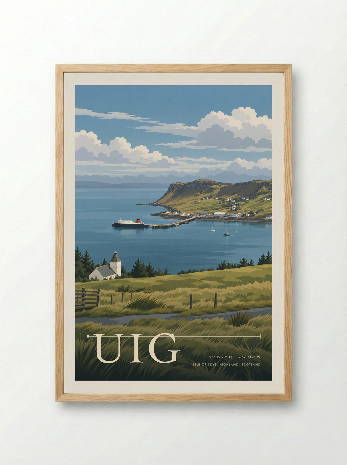 Uig, Isle of Skye, Highland, Scotland | Travel Poster - Framed Print Wood