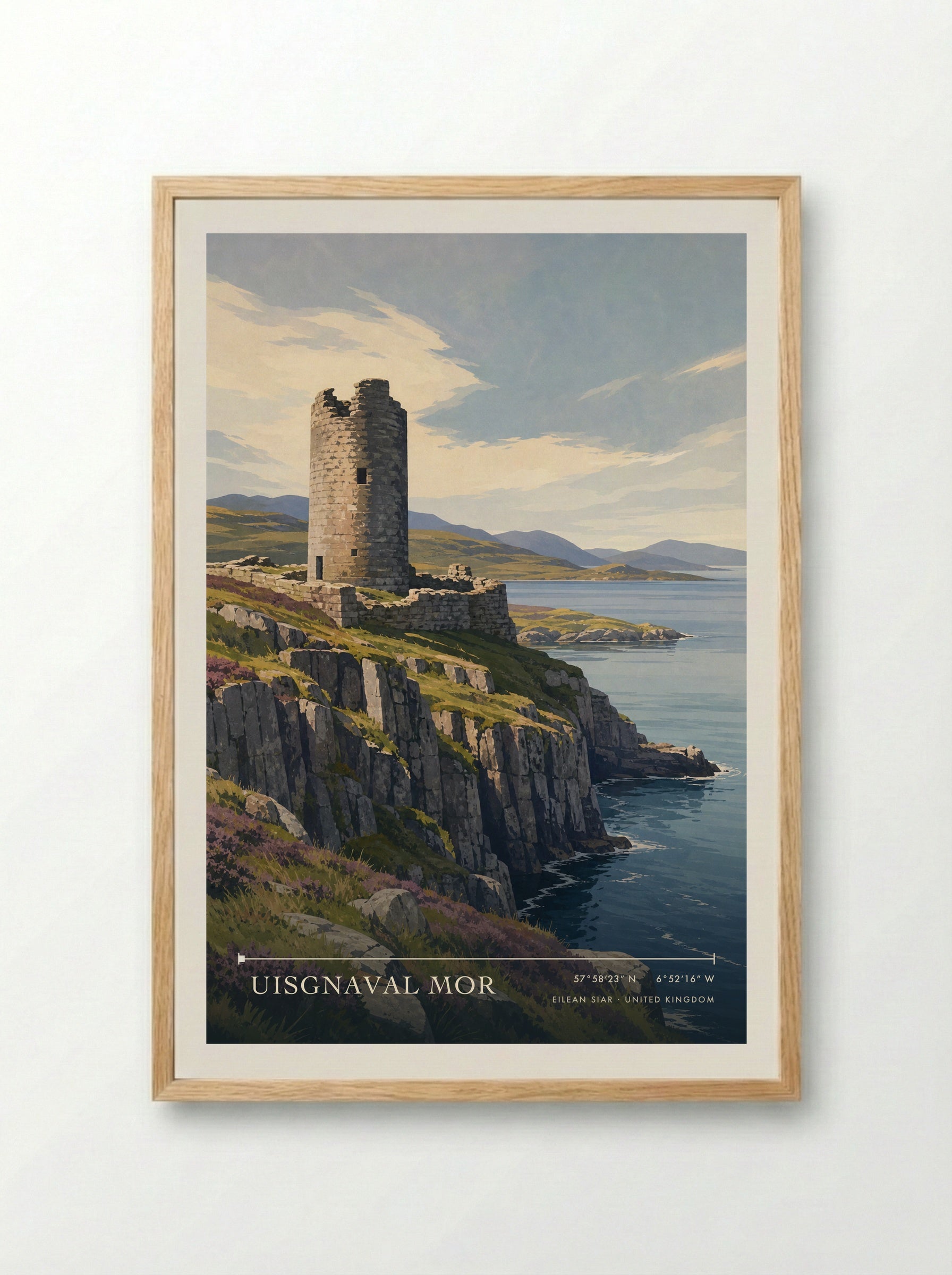 Uisgnaval Mor Eilean Siar United Kingdom Travel Poster - Framed Print Wood