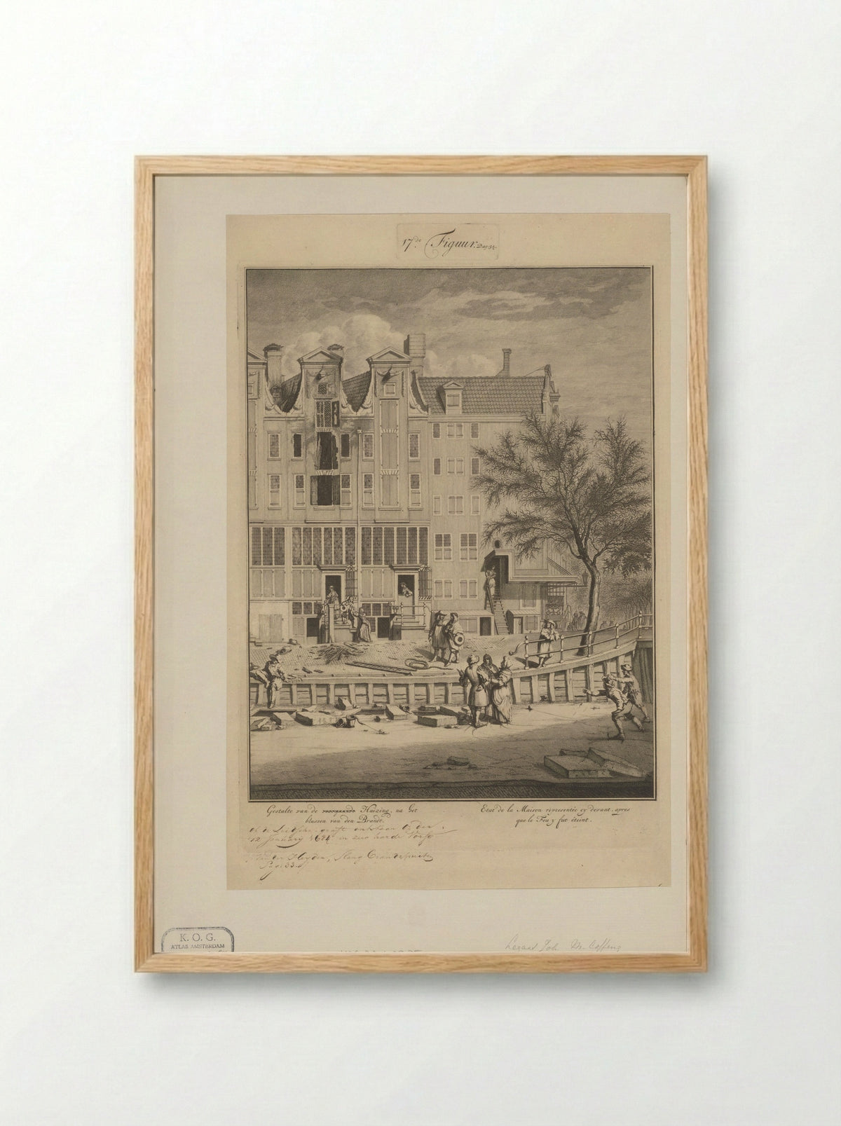 Uitgebrand huis op de Leidsegracht, 1684 - Joseph Mulder - Framed Print Wood