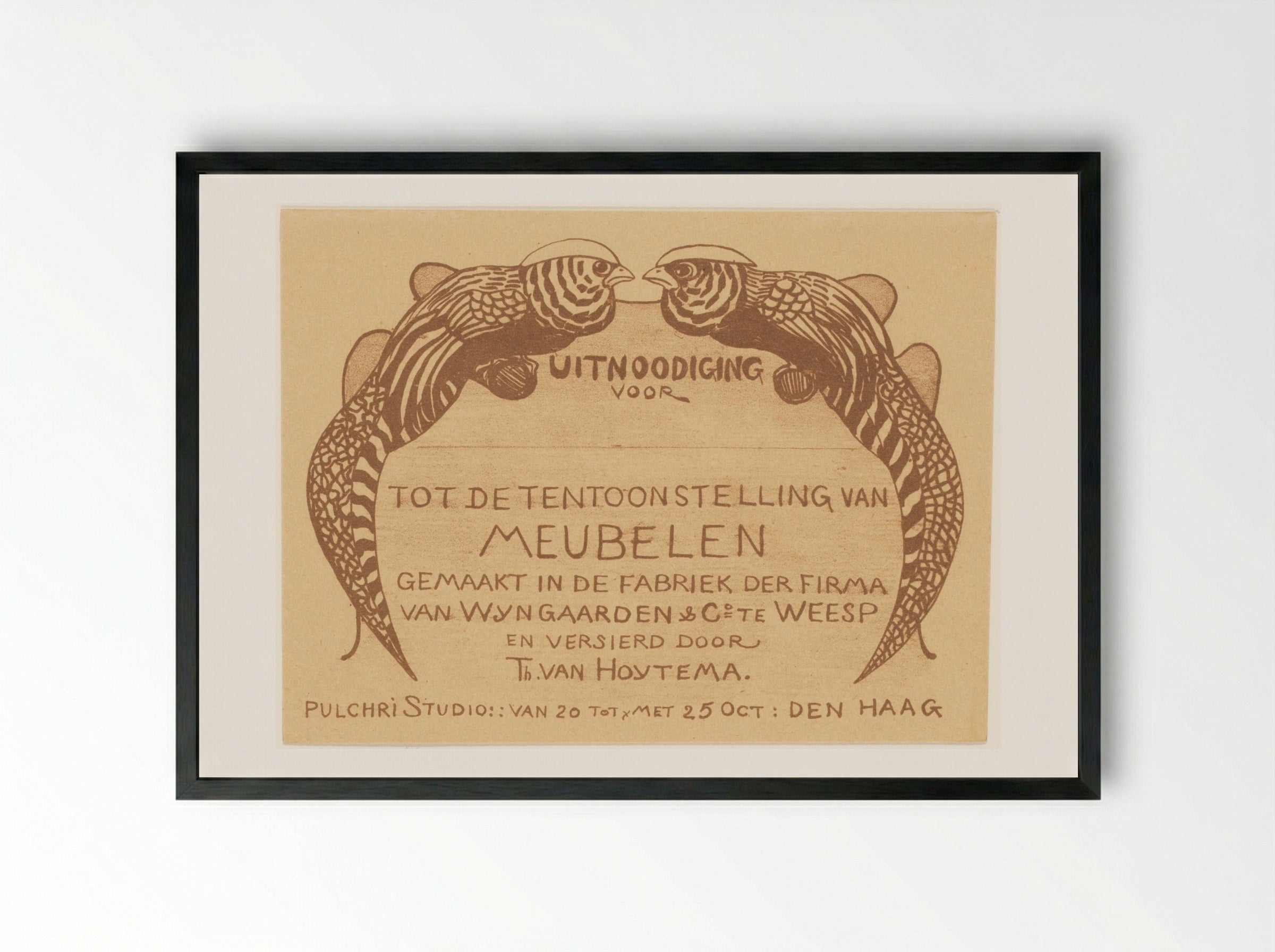 Uitnodigingskaart voor de tentoonstelling van meubelen - Theo van Hoytema - Framed Print Black