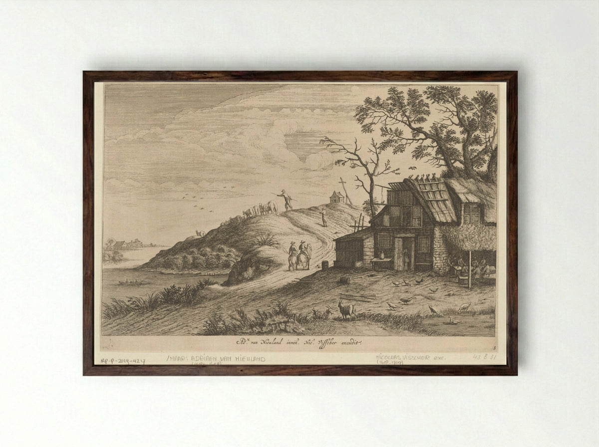 Uitspanning aan een weg - Pieter Nolpe - Framed Print Dark Wood