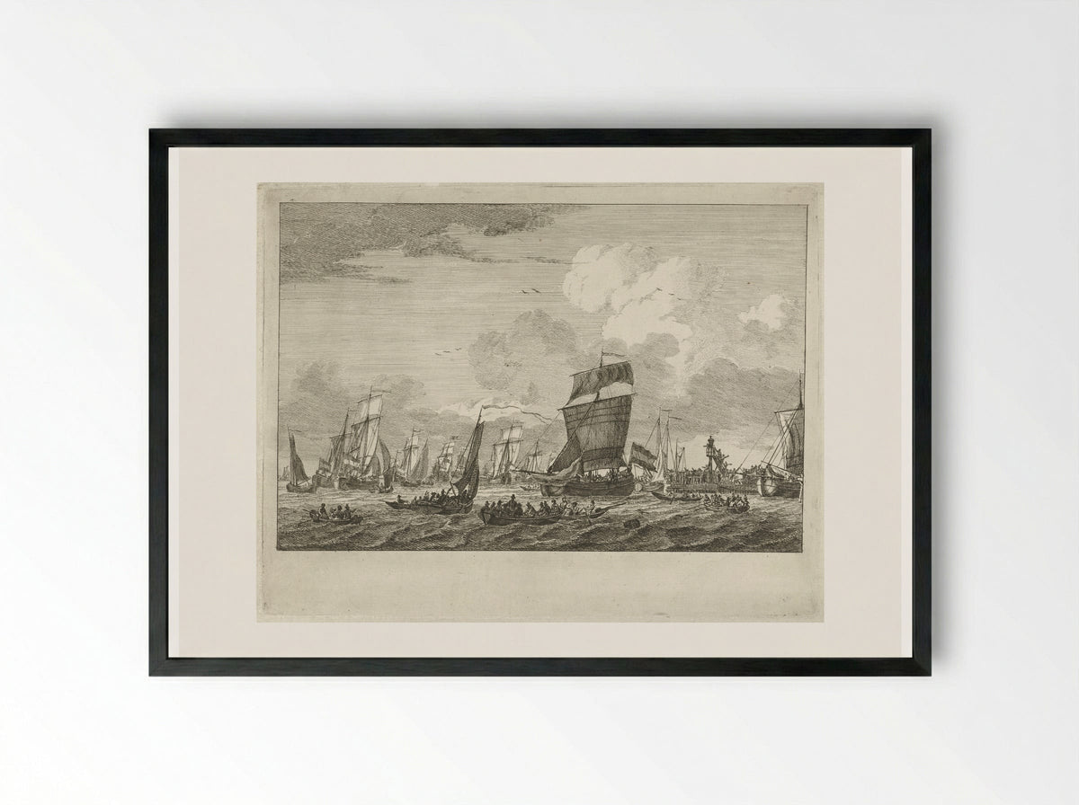 Uitvarende schepen bij Vlaardingen - Gerrit Groenewegen - Framed Print Black
