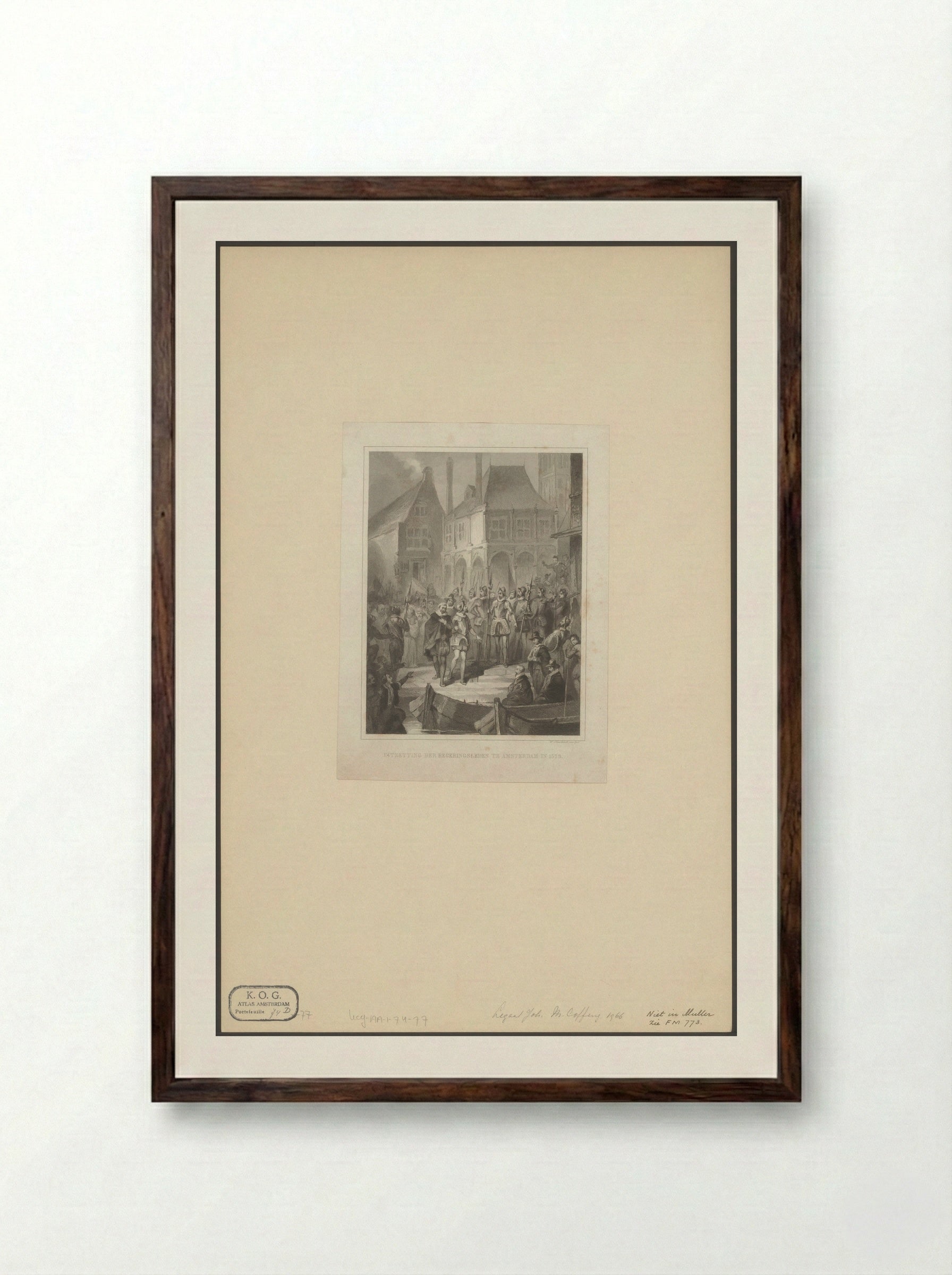 Uitzetting van het stadsbestuur tijdens de Alteratie van Amsterdam, 26 mei 1578 - Willem Steelink (I) - Framed Print Dark Wood
