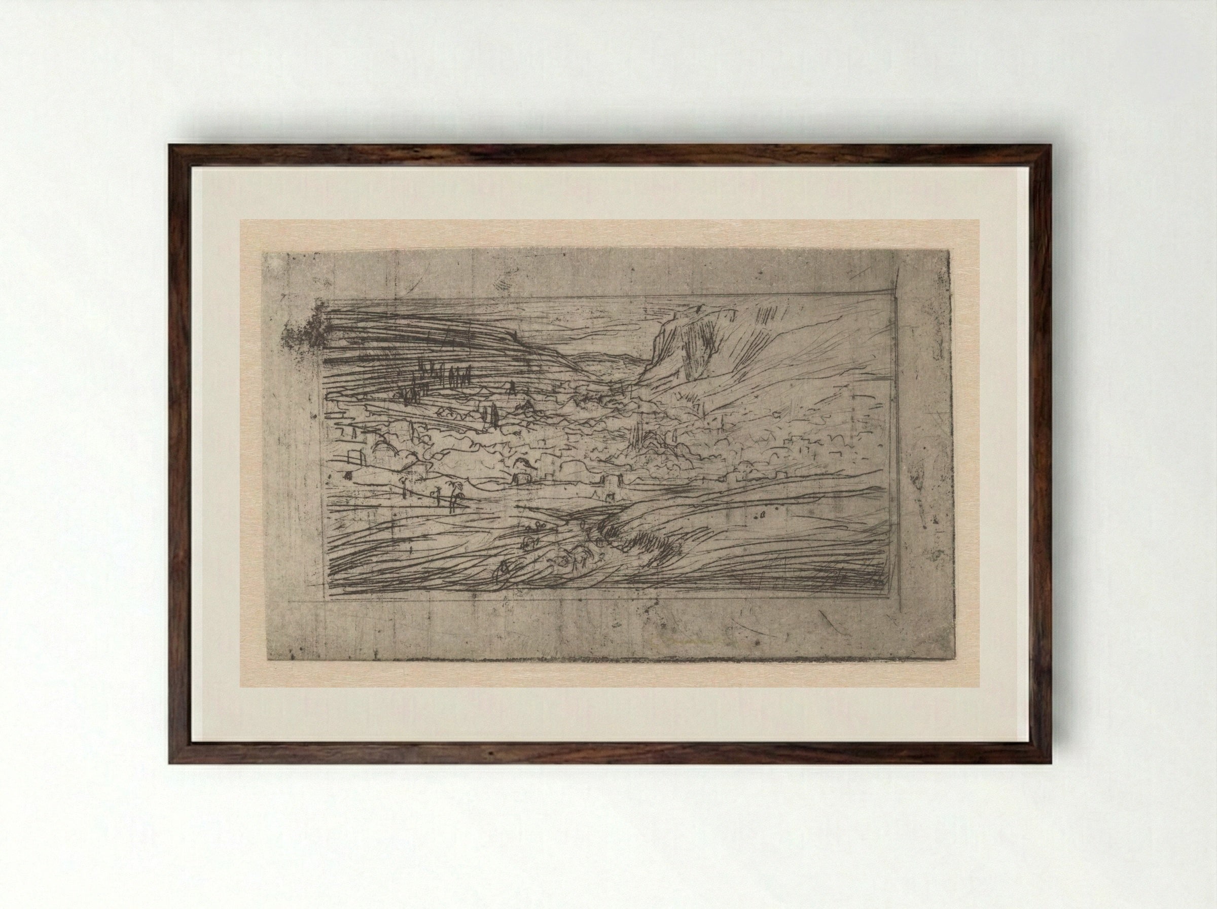 Uitzicht op een Ottomaanse stad - Marius Bauer - Framed Print Dark Wood