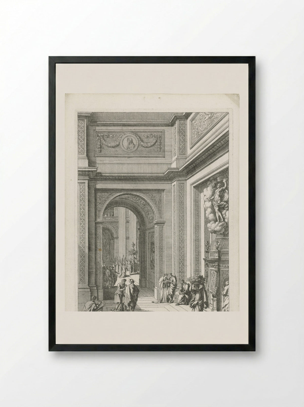 Uitzicht op gangpad en transept - Jean Lepautre - Framed Print Black