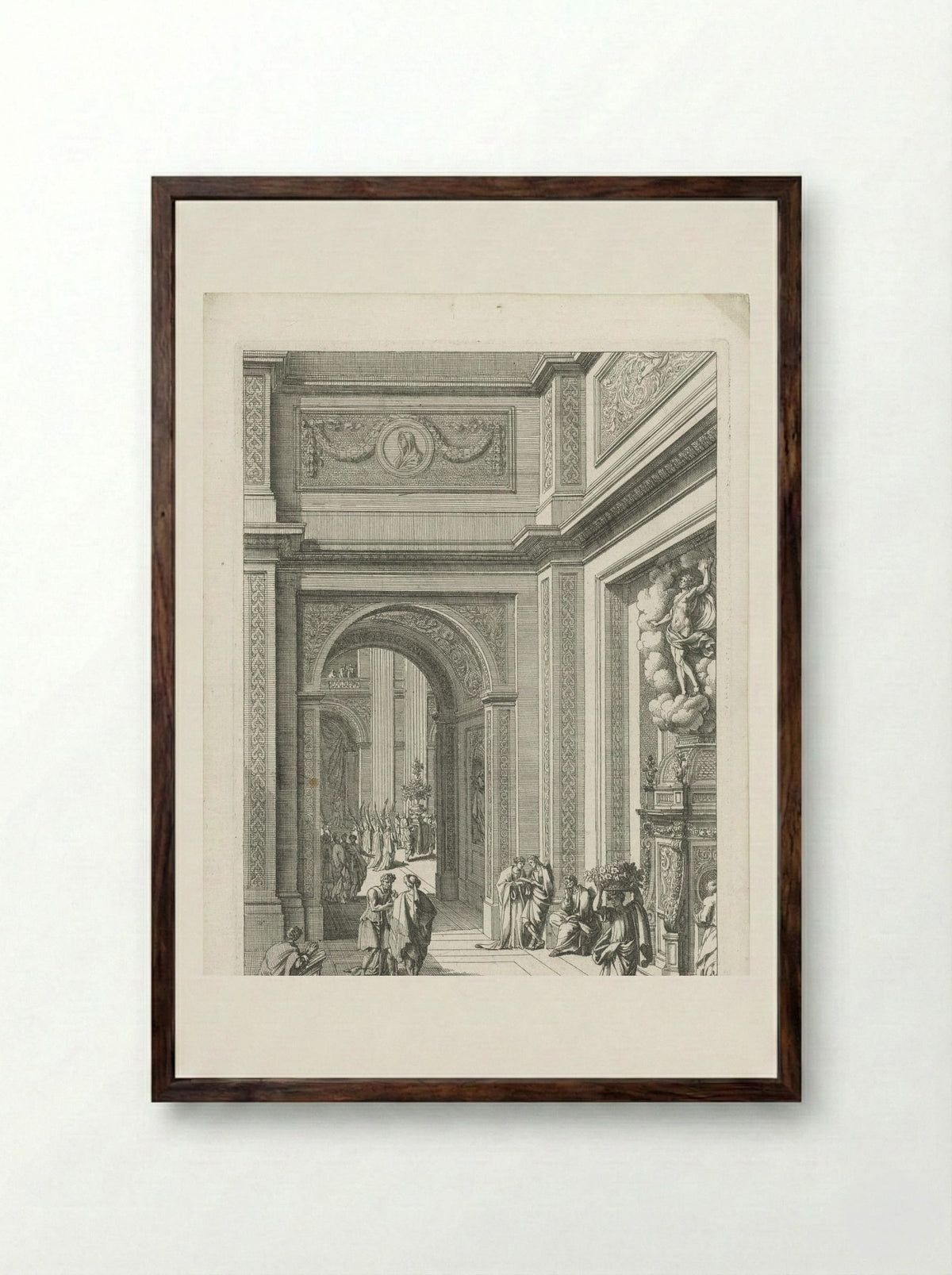 Uitzicht op gangpad en transept - Jean Lepautre - Framed Print Dark Wood