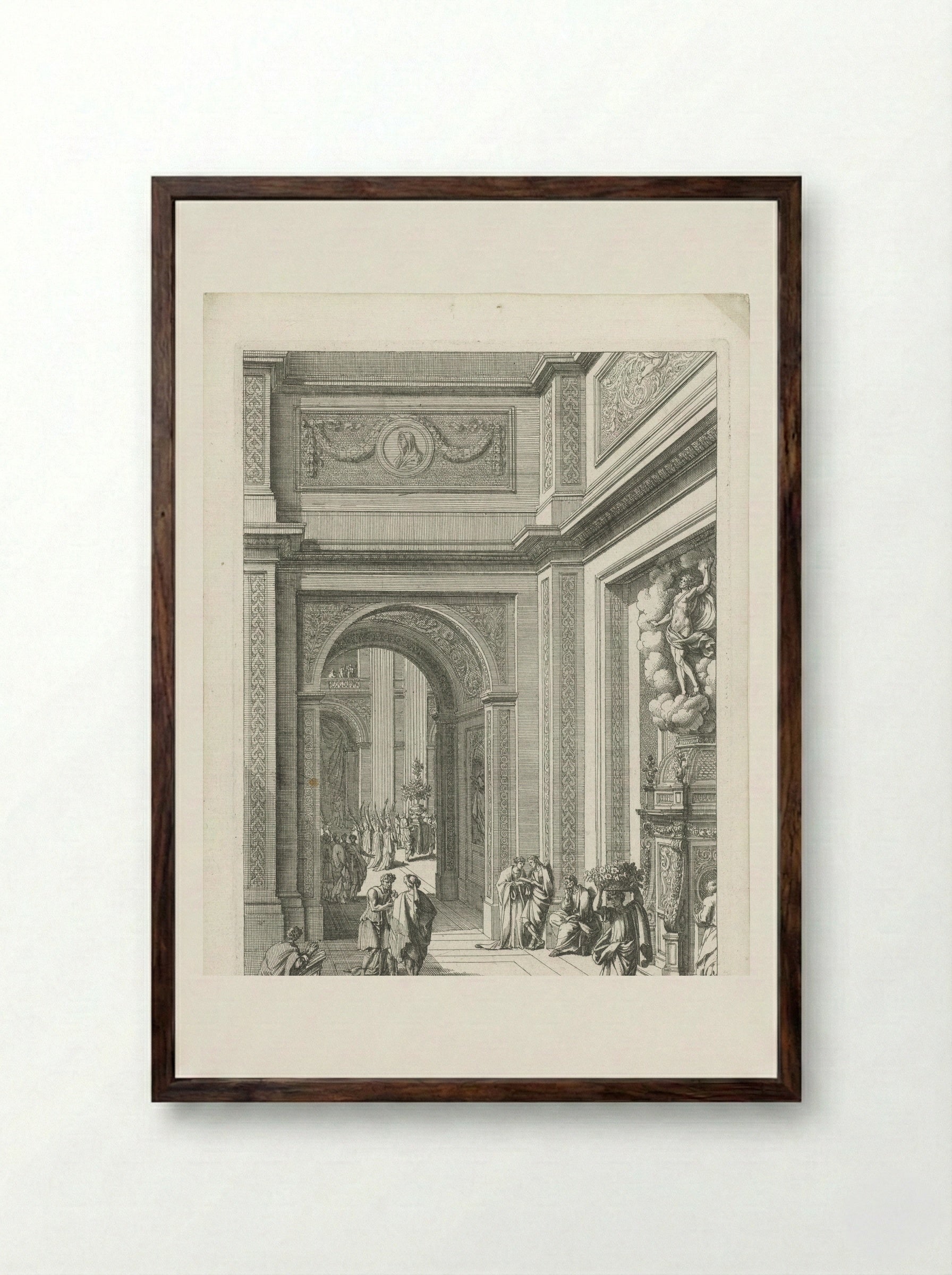 Uitzicht op gangpad en transept - Jean Lepautre - Framed Print Dark Wood