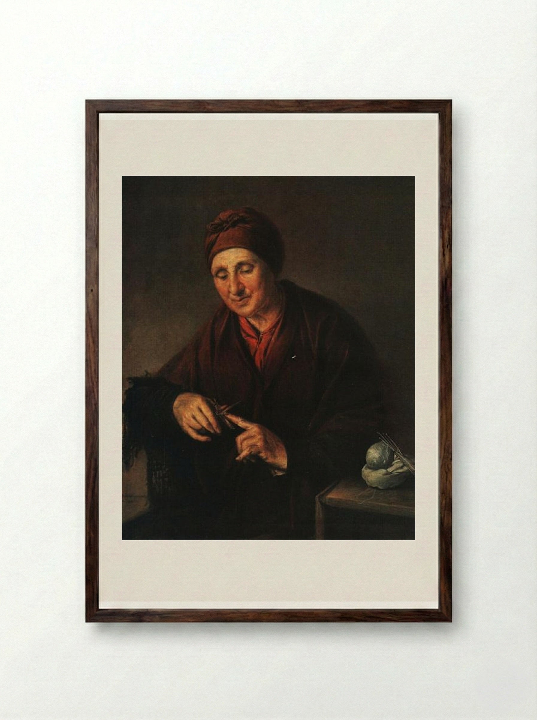 Ukrainian Woman in Namitke - Vasily Tropinin - Framed Print Dark Wood