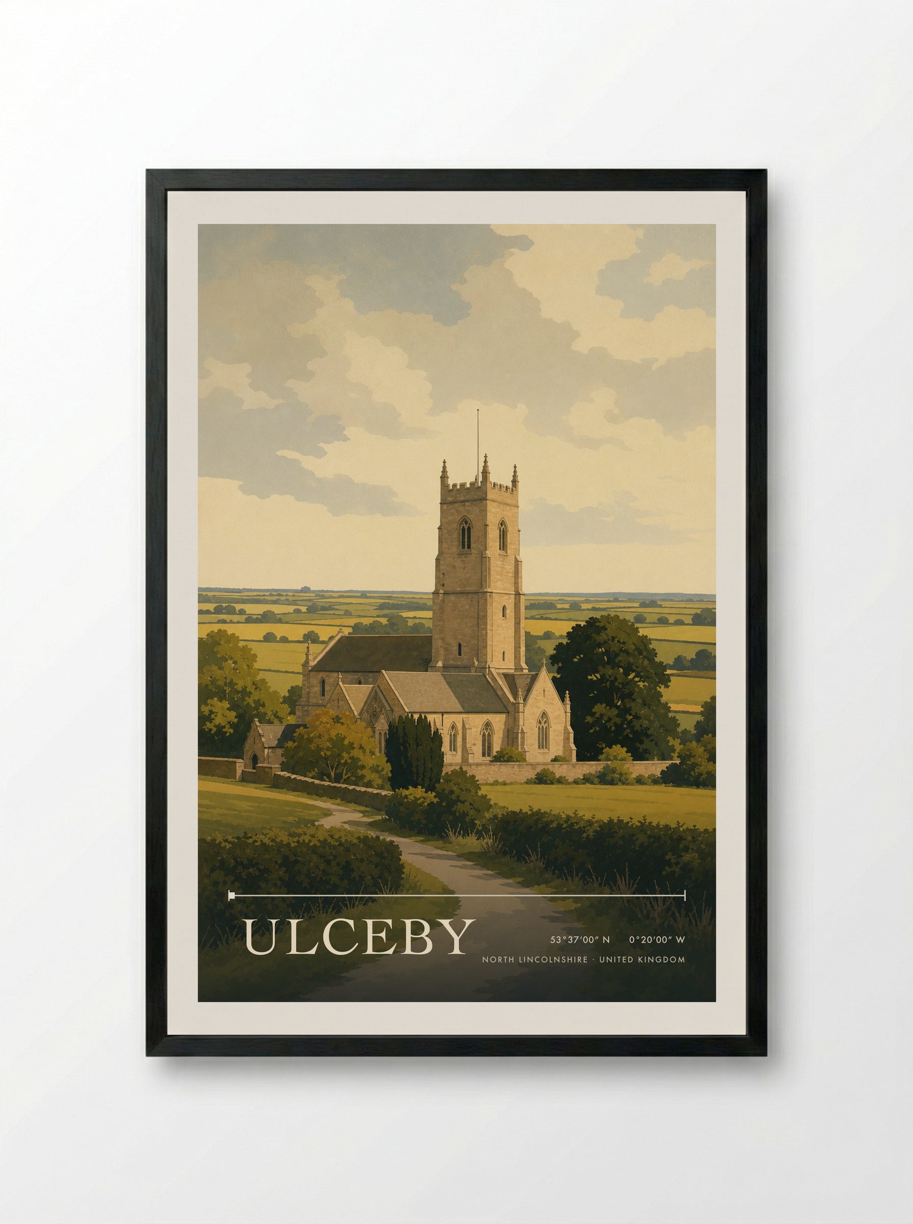 Ulceby North Lincolnshire United Kingdom Travel Poster - Framed Print Black