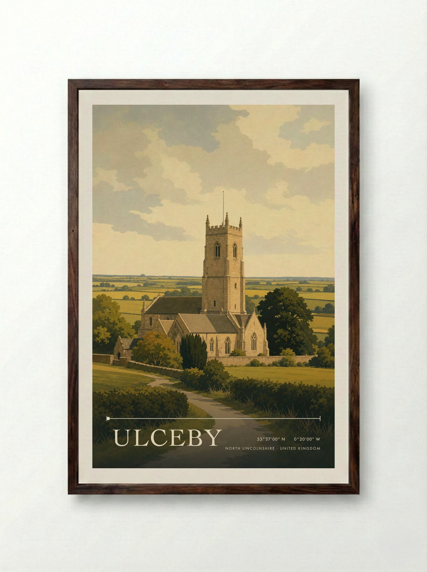 Ulceby North Lincolnshire United Kingdom Travel Poster - Framed Print Dark Wood